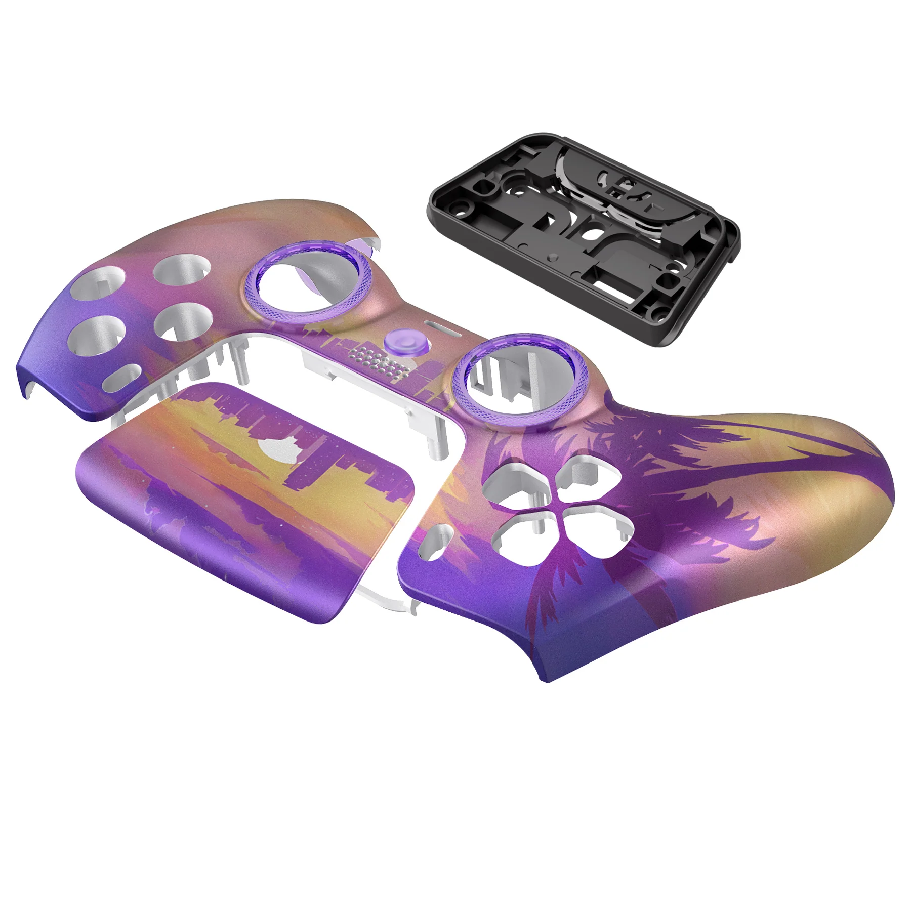 eXtremeRate LUNA Redesigned Replacement Front Shell with Touchpad Compatible with PS5 Controller BDM-010/020/030/040/050/060 - Neon Miami - Image 12