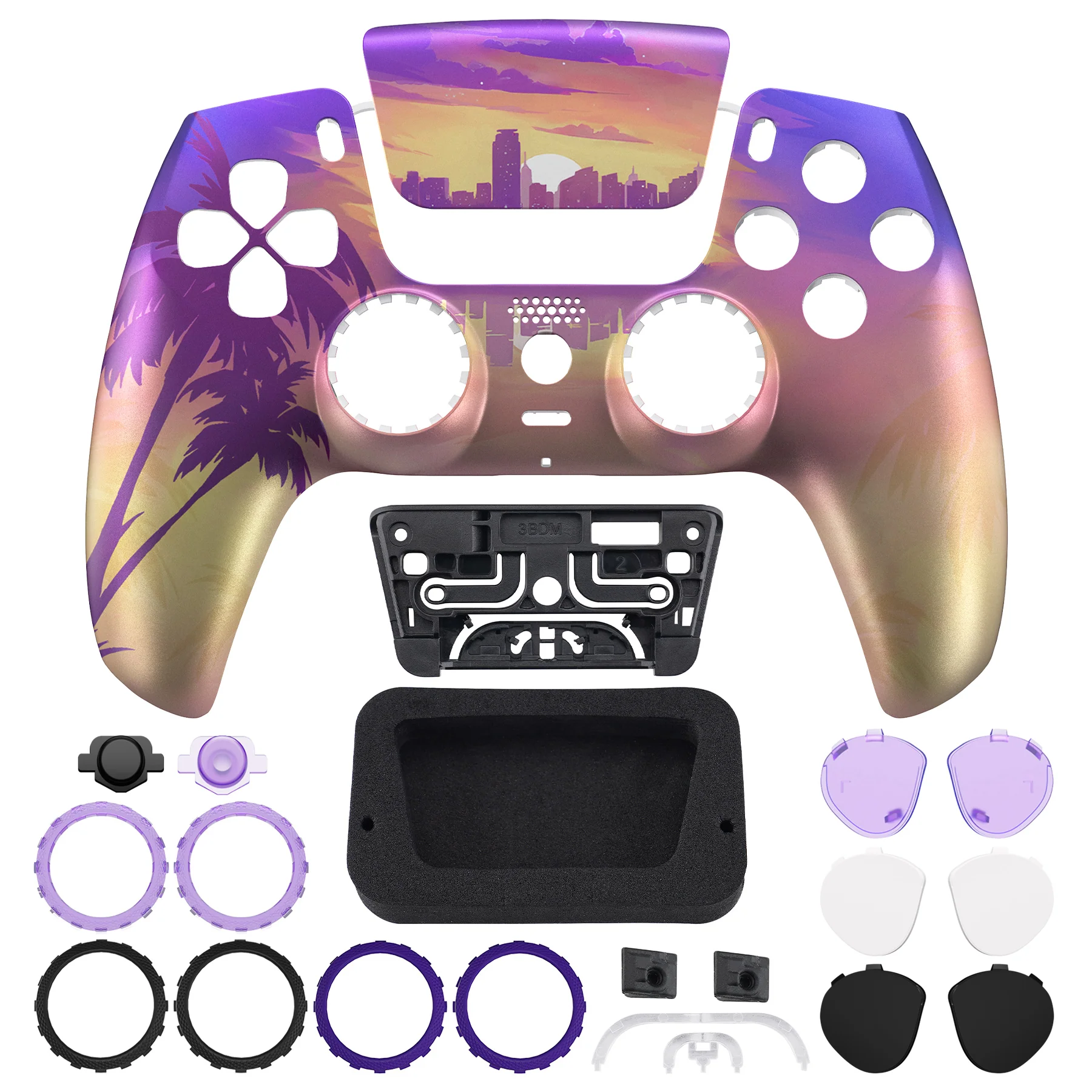 eXtremeRate LUNA Redesigned Replacement Front Shell with Touchpad Compatible with PS5 Controller BDM-010/020/030/040/050/060 - Neon Miami - Image 4