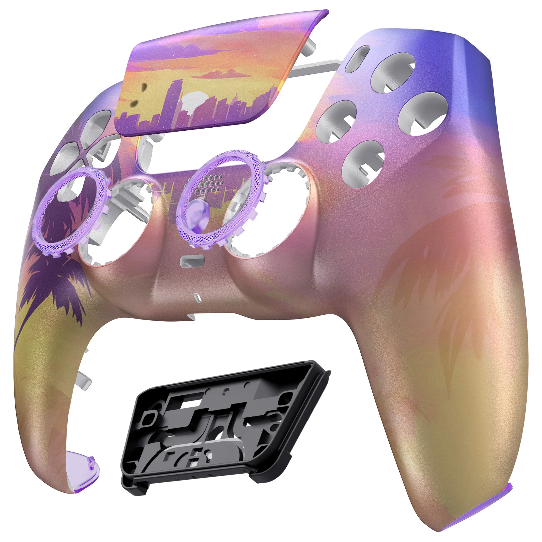 eXtremeRate LUNA Redesigned Replacement Front Shell with Touchpad Compatible with PS5 Controller BDM-010/020/030/040/050/060 - Neon Miami - Image 9