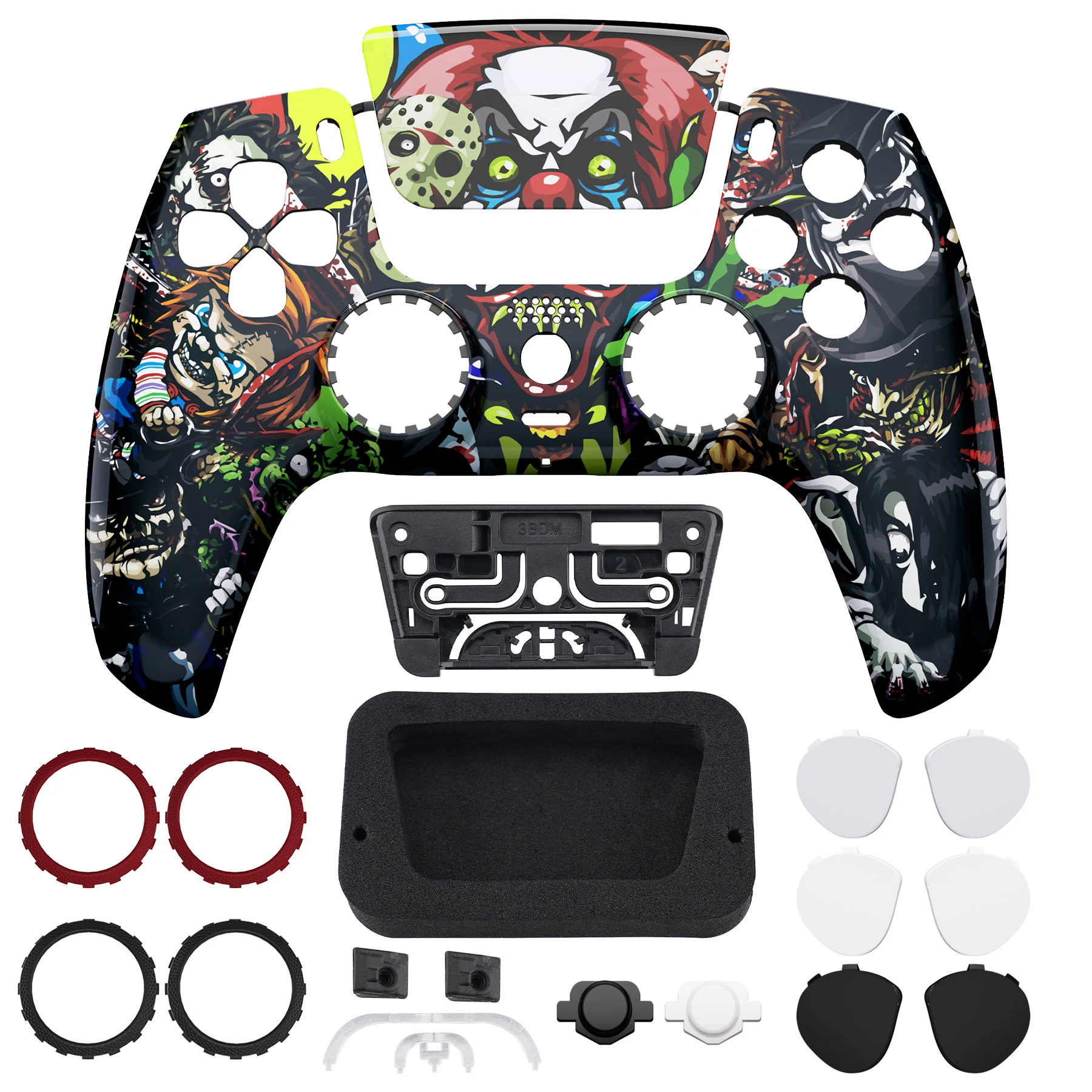 eXtremeRate LUNA Redesigned Replacement Front Shell with Touchpad Compatible with PS5 Controller BDM-010/020/030/040/050/060 - Scary Party - Image 4