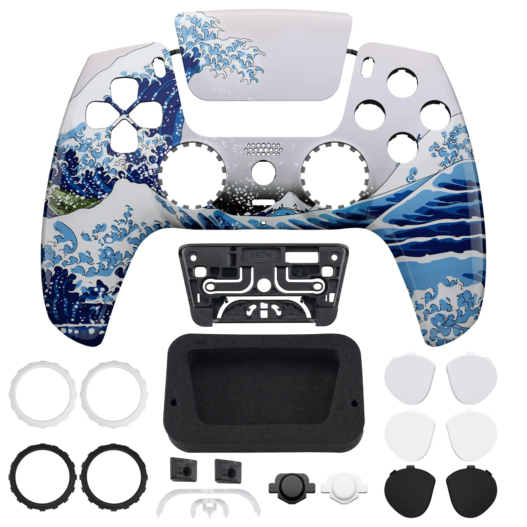 eXtremeRate LUNA Redesigned Replacement Front Shell with Touchpad Compatible with PS5 Controller BDM-010/020/030/040/050/060 - The Great Wave - Image 4