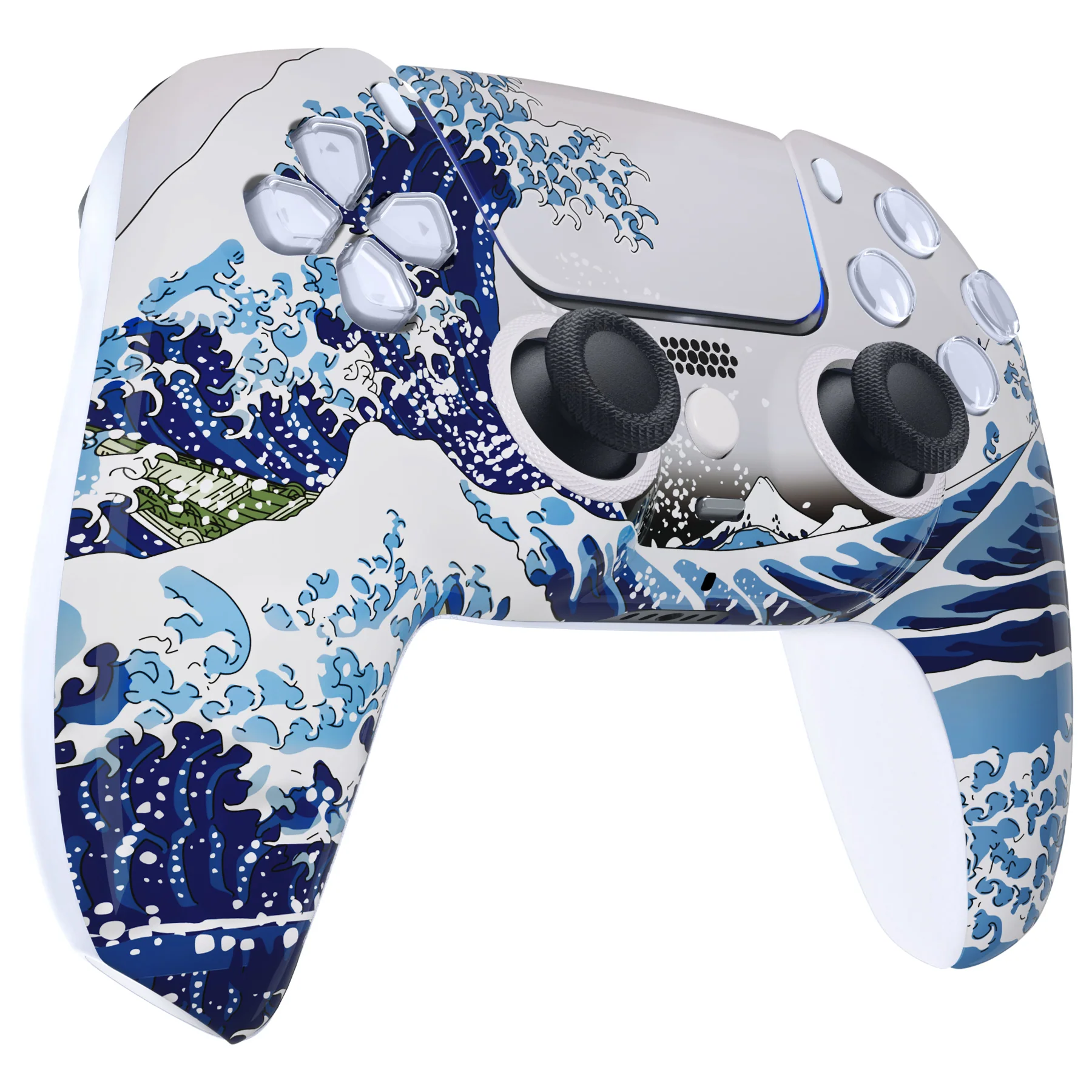 eXtremeRate LUNA Redesigned Replacement Front Shell with Touchpad Compatible with PS5 Controller BDM-010/020/030/040/050/060 - The Great Wave - Image 6