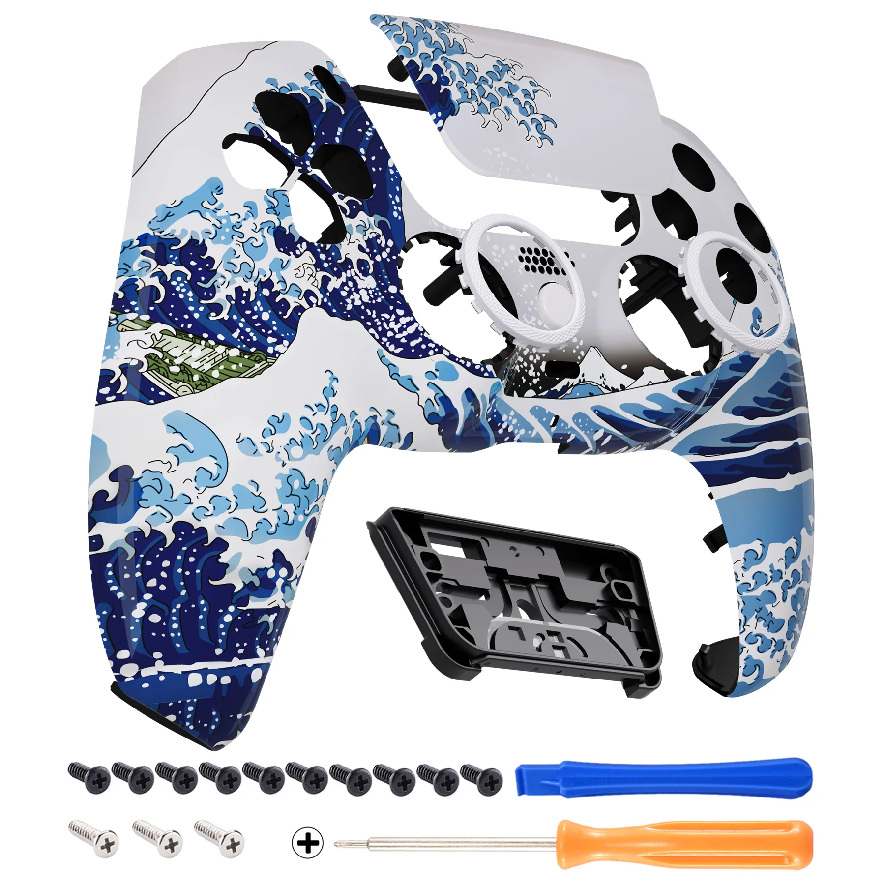 eXtremeRate LUNA Redesigned Replacement Front Shell with Touchpad Compatible with PS5 Controller BDM-010/020/030/040/050/060 - The Great Wave - Image 8