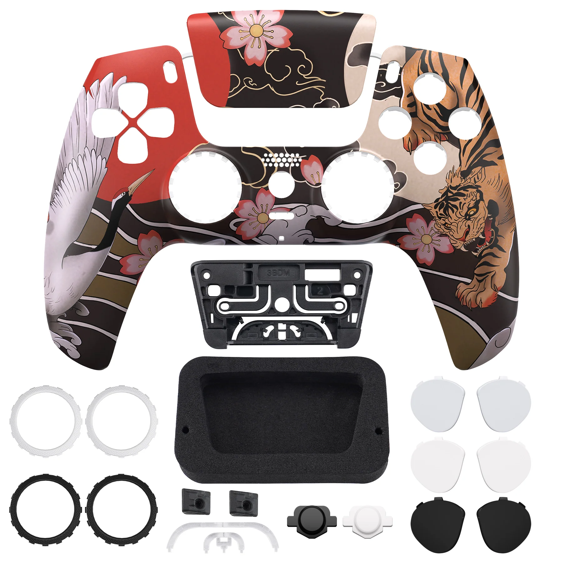 eXtremeRate LUNA Redesigned Replacement Front Shell with Touchpad Compatible with PS5 Controller BDM-010/020/030/040/050/060 - Tiger & Crane - Image 4