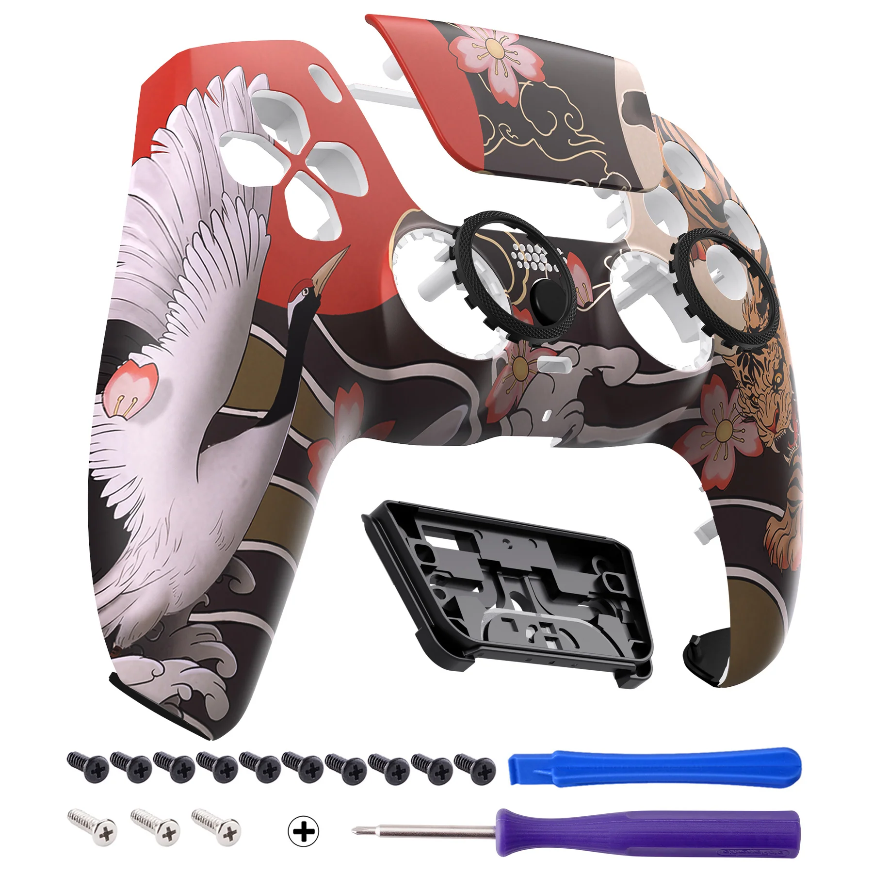 eXtremeRate LUNA Redesigned Replacement Front Shell with Touchpad Compatible with PS5 Controller BDM-010/020/030/040/050/060 - Tiger & Crane - Image 8