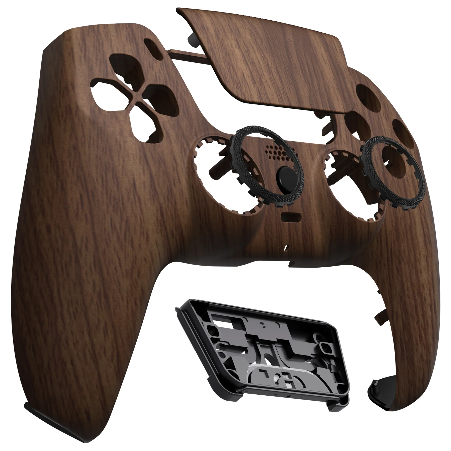eXtremeRate LUNA Redesigned Replacement Front Shell with Touchpad Compatible with PS5 Controller BDM-010/020/030/040/050/060 - Wood Grain - Image 10