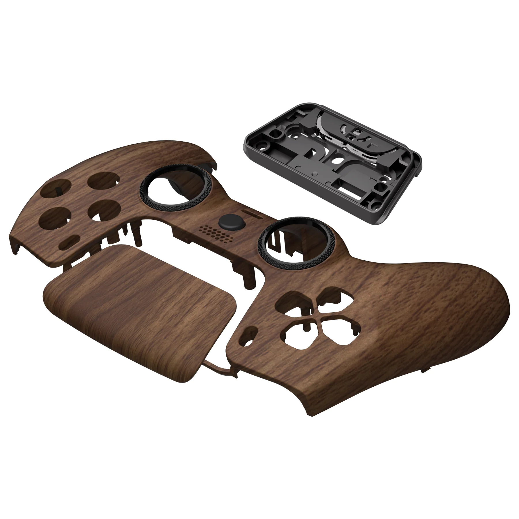 eXtremeRate LUNA Redesigned Replacement Front Shell with Touchpad Compatible with PS5 Controller BDM-010/020/030/040/050/060 - Wood Grain - Image 11