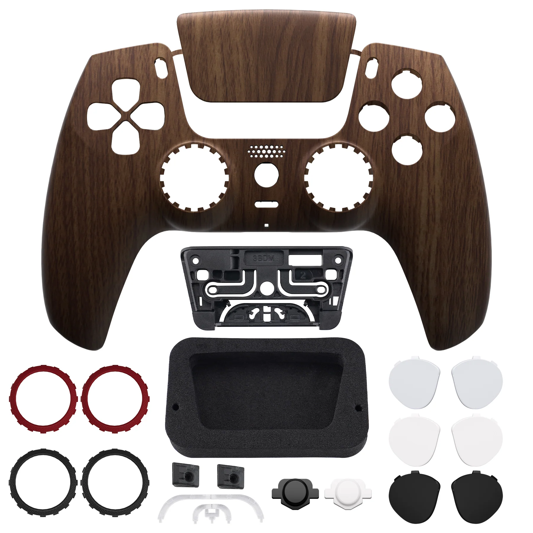 eXtremeRate LUNA Redesigned Replacement Front Shell with Touchpad Compatible with PS5 Controller BDM-010/020/030/040/050/060 - Wood Grain - Image 4