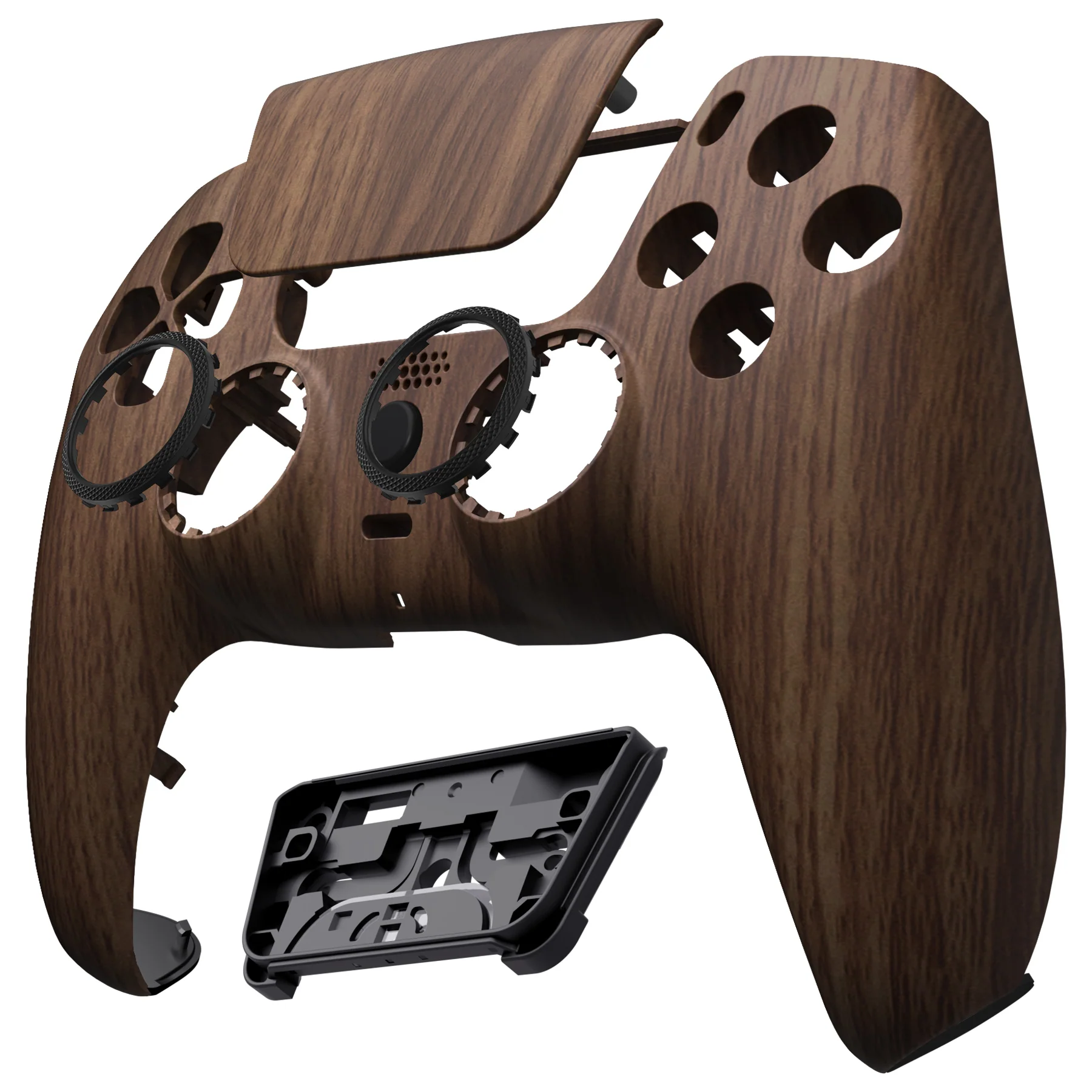 eXtremeRate LUNA Redesigned Replacement Front Shell with Touchpad Compatible with PS5 Controller BDM-010/020/030/040/050/060 - Wood Grain - Image 9