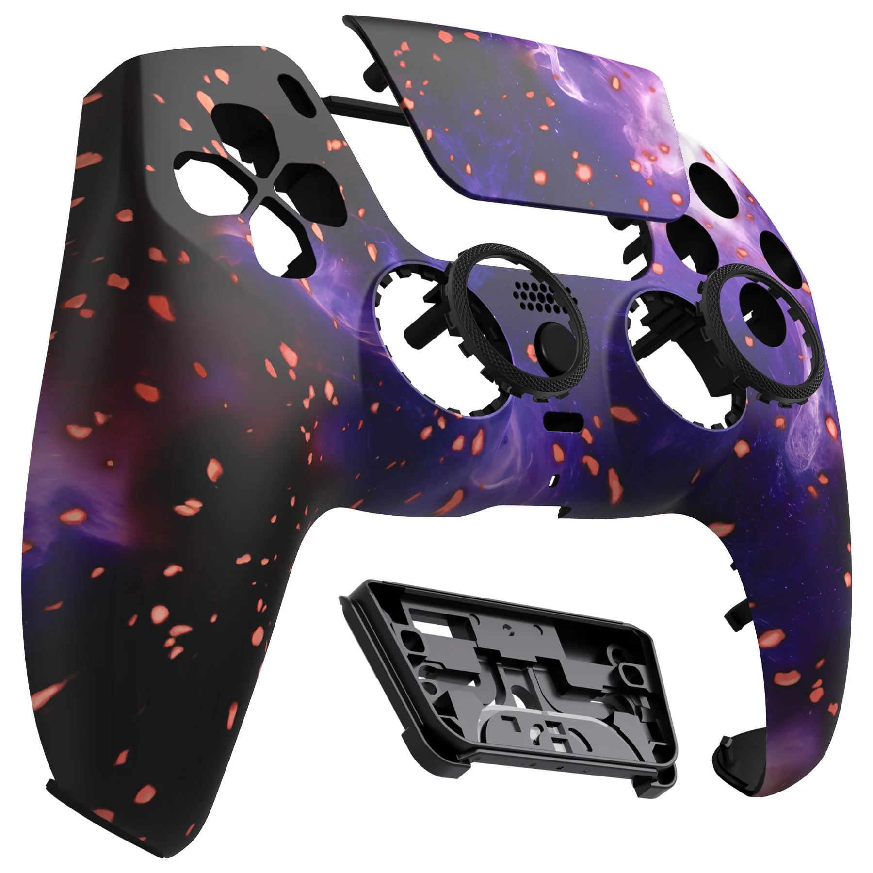 eXtremeRate LUNA Redesigned Replacement Front Shell with Touchpad Compatible with PS5 Controller BDM-010/020/030/040/050 - Glow in Dark - Cosmic Camo - Image 11