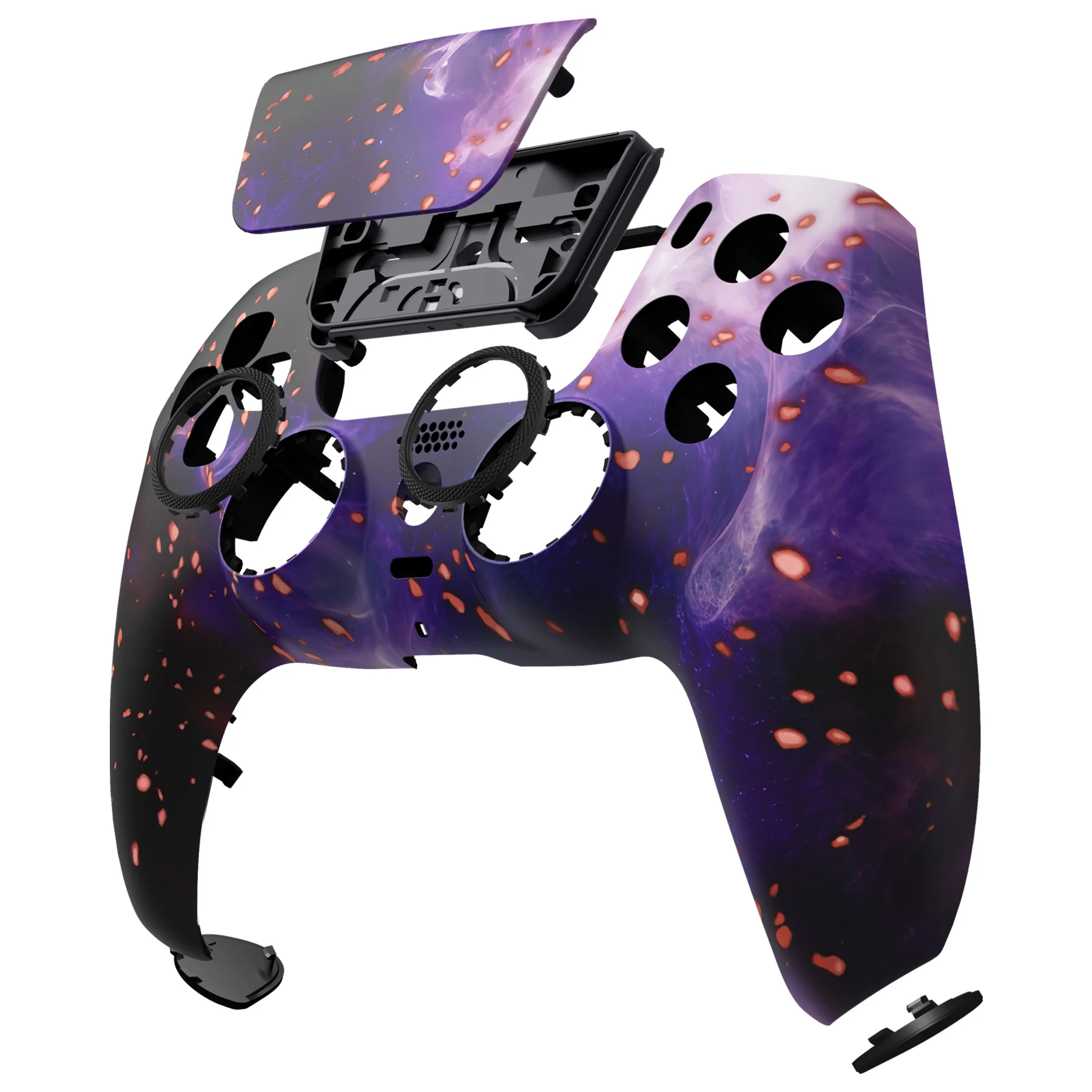 eXtremeRate LUNA Redesigned Replacement Front Shell with Touchpad Compatible with PS5 Controller BDM-010/020/030/040/050 - Glow in Dark - Cosmic Camo - Image 12
