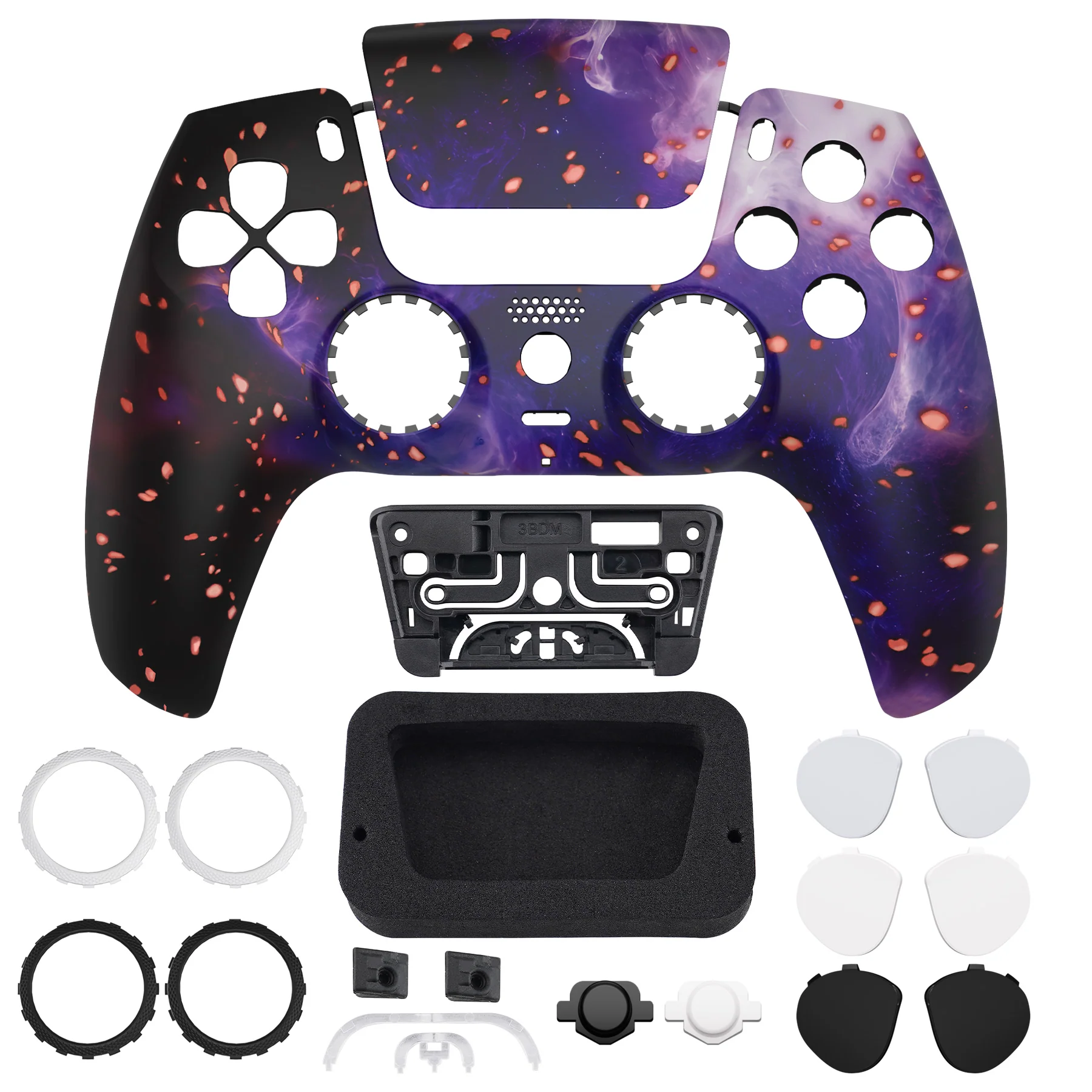 eXtremeRate LUNA Redesigned Replacement Front Shell with Touchpad Compatible with PS5 Controller BDM-010/020/030/040/050 - Glow in Dark - Cosmic Camo - Image 8