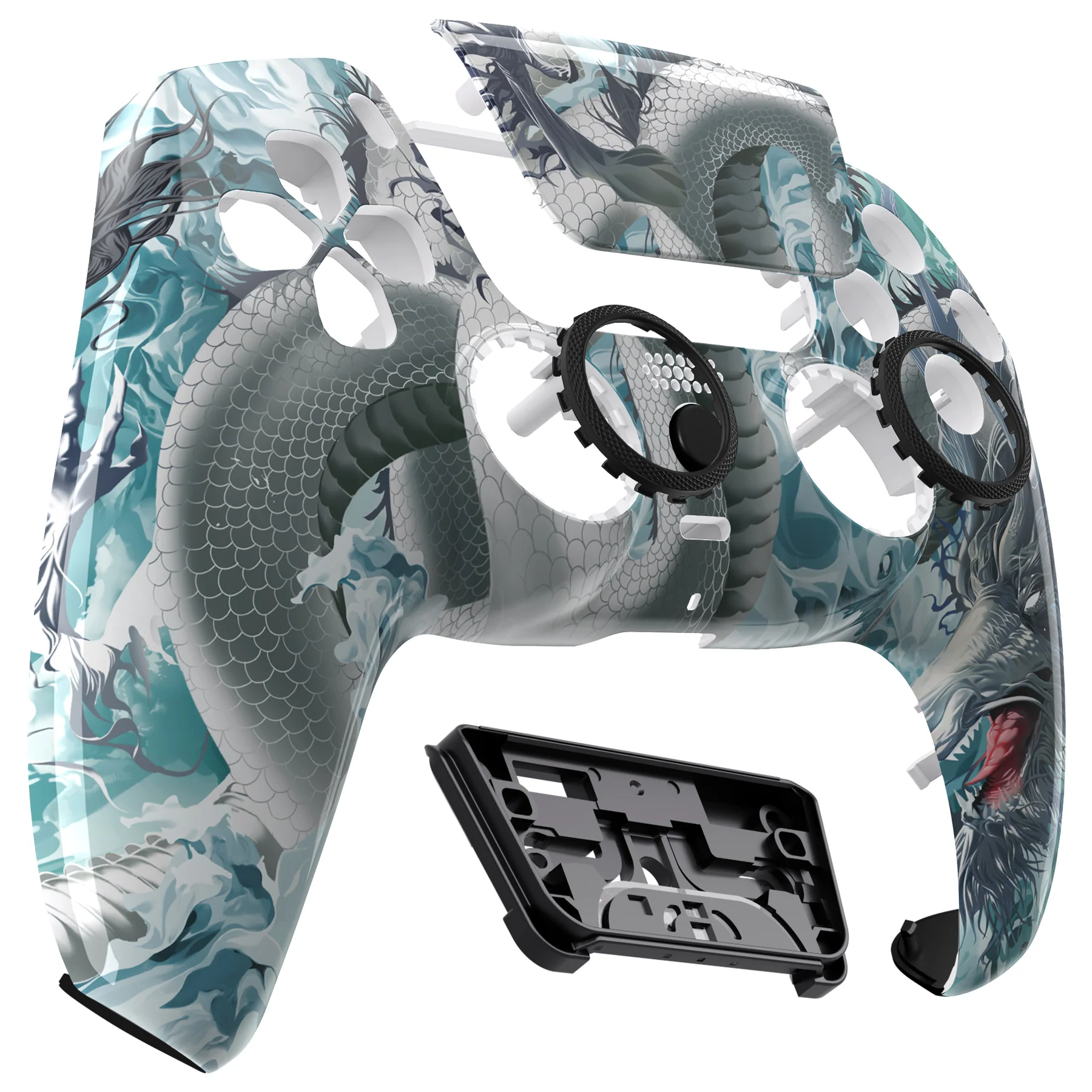 eXtremeRate LUNA Redesigned Replacement Front Shell with Touchpad Compatible with PS5 Controller BDM-010/020/030/040/050 - Jade Dragon - Cloud Dominator - Image 10