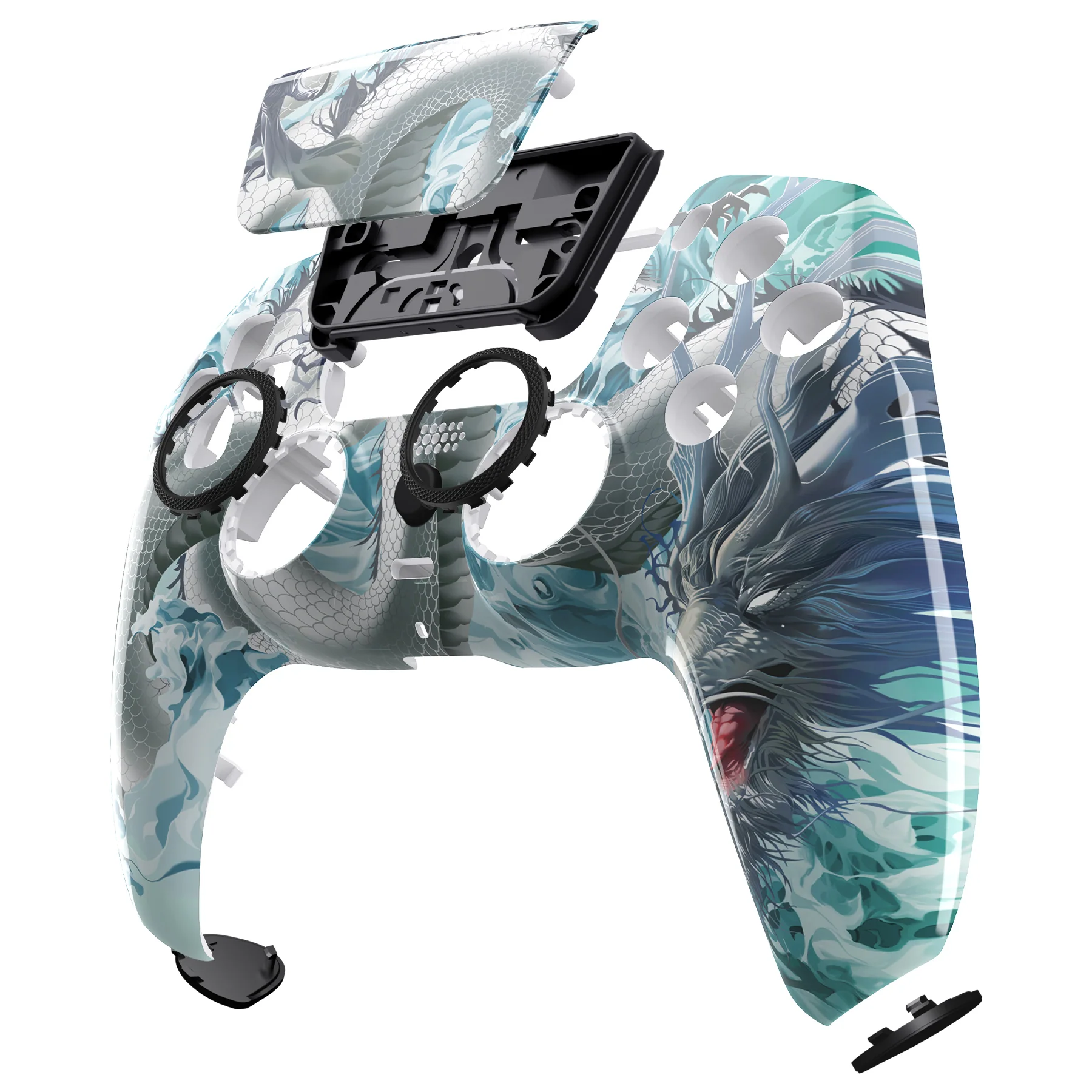 eXtremeRate LUNA Redesigned Replacement Front Shell with Touchpad Compatible with PS5 Controller BDM-010/020/030/040/050 - Jade Dragon - Cloud Dominator - Image 11