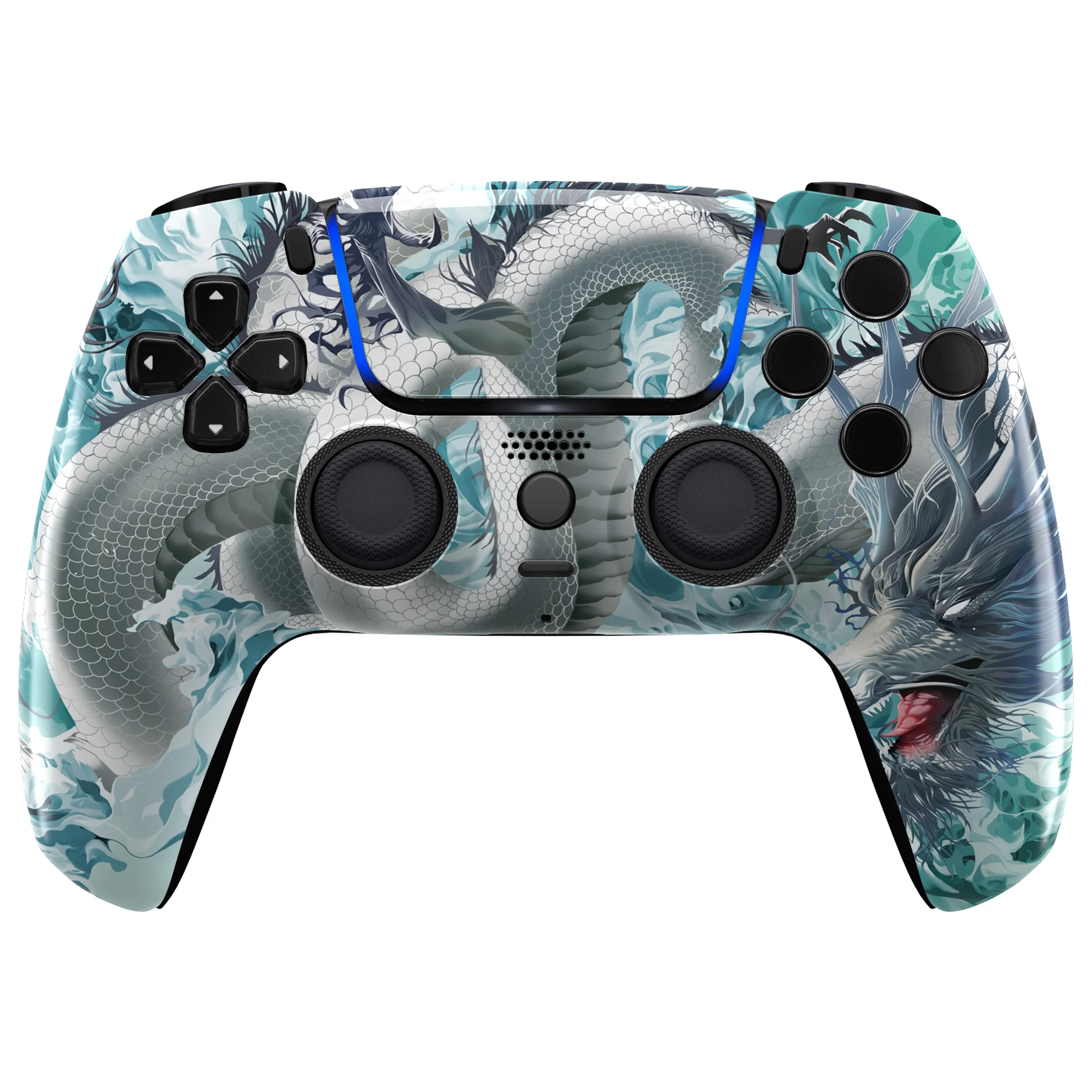 eXtremeRate LUNA Redesigned Replacement Front Shell with Touchpad Compatible with PS5 Controller BDM-010/020/030/040/050 - Jade Dragon - Cloud Dominator - Image 2