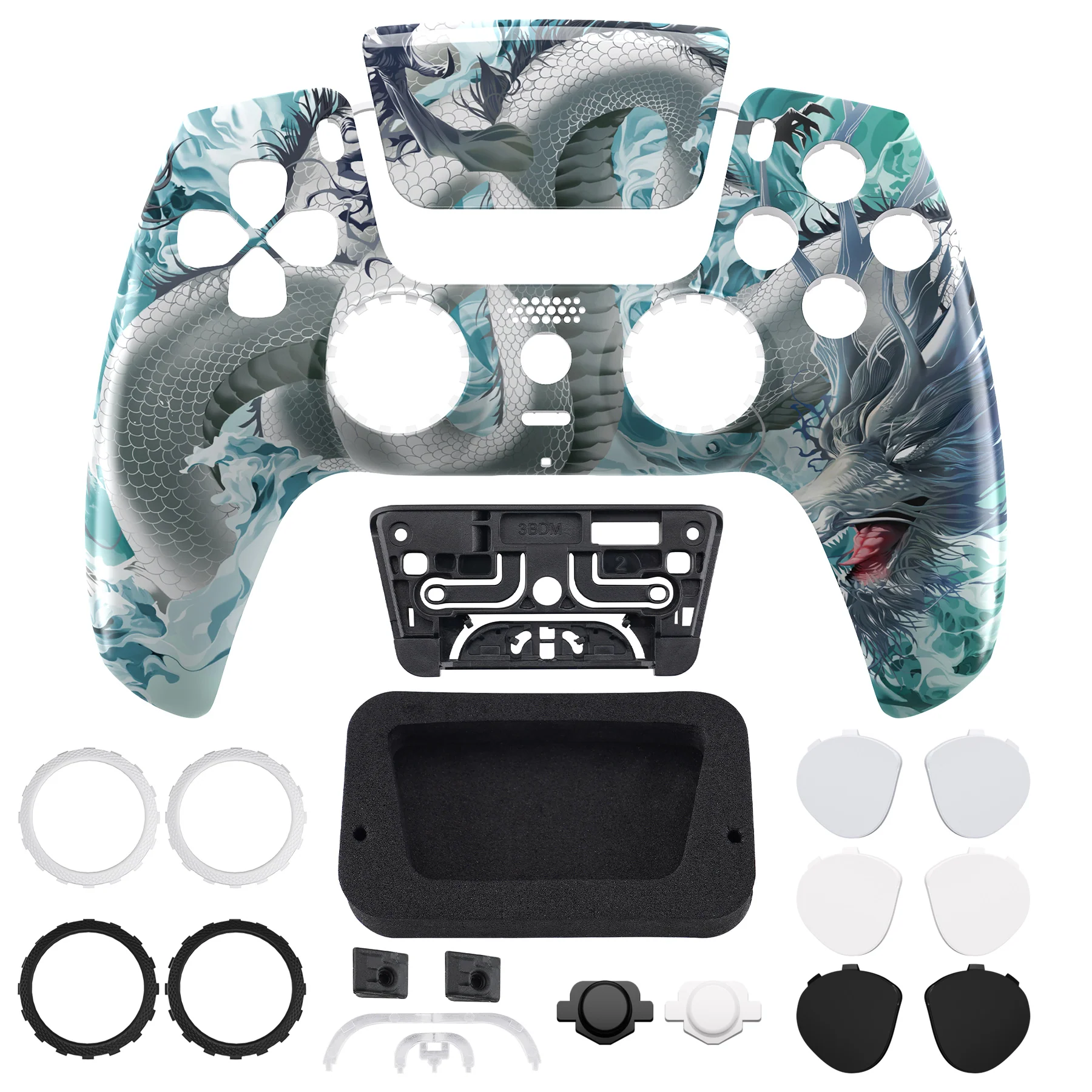 eXtremeRate LUNA Redesigned Replacement Front Shell with Touchpad Compatible with PS5 Controller BDM-010/020/030/040/050 - Jade Dragon - Cloud Dominator - Image 4