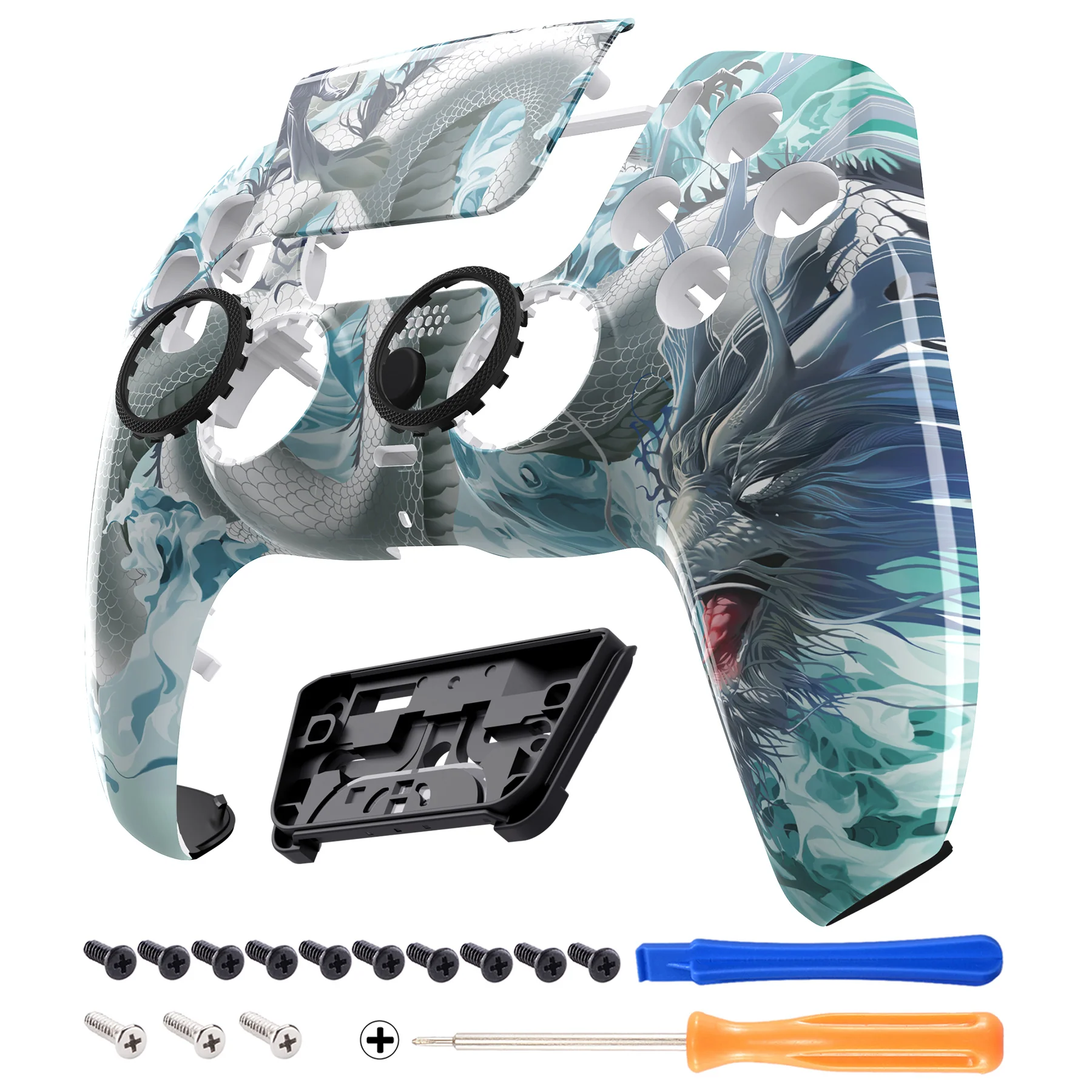 eXtremeRate LUNA Redesigned Replacement Front Shell with Touchpad Compatible with PS5 Controller BDM-010/020/030/040/050 - Jade Dragon - Cloud Dominator - Image 8