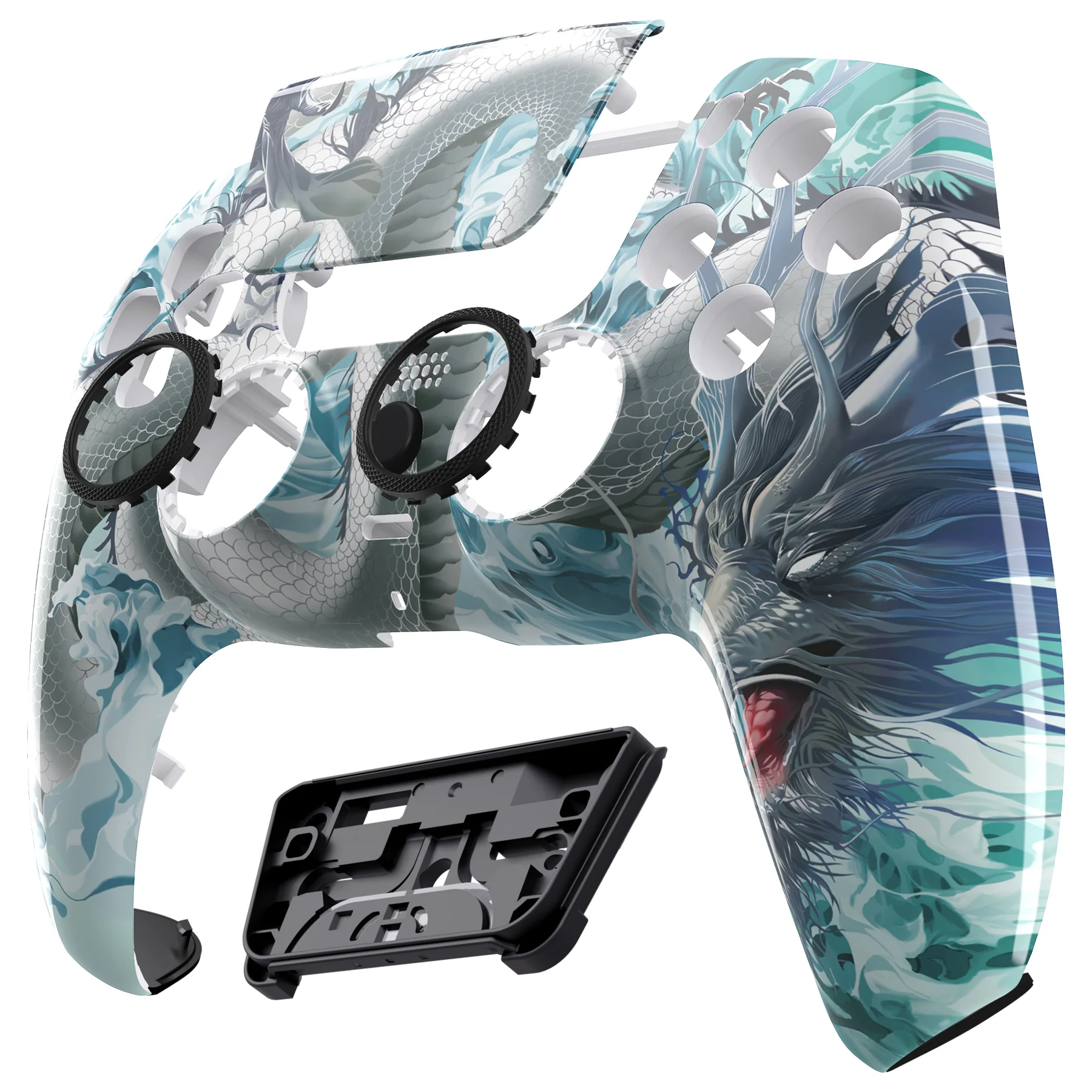 eXtremeRate LUNA Redesigned Replacement Front Shell with Touchpad Compatible with PS5 Controller BDM-010/020/030/040/050 - Jade Dragon - Cloud Dominator - Image 9