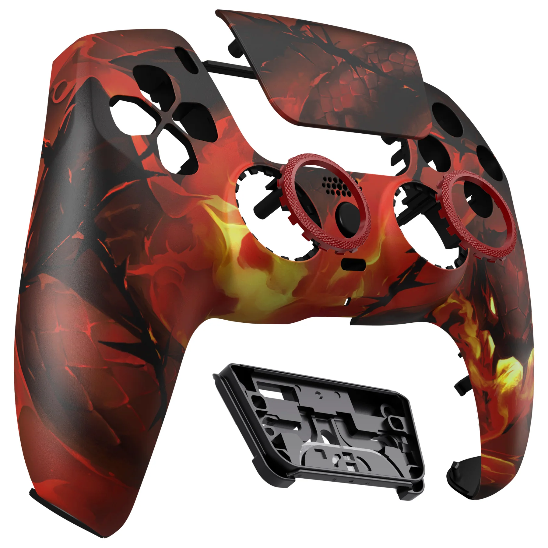 eXtremeRate LUNA Redesigned Replacement Front Shell with Touchpad Compatible with PS5 Controller BDM-010/020/030/040/050/060 - Purgatory Fire Serpent - Image 10