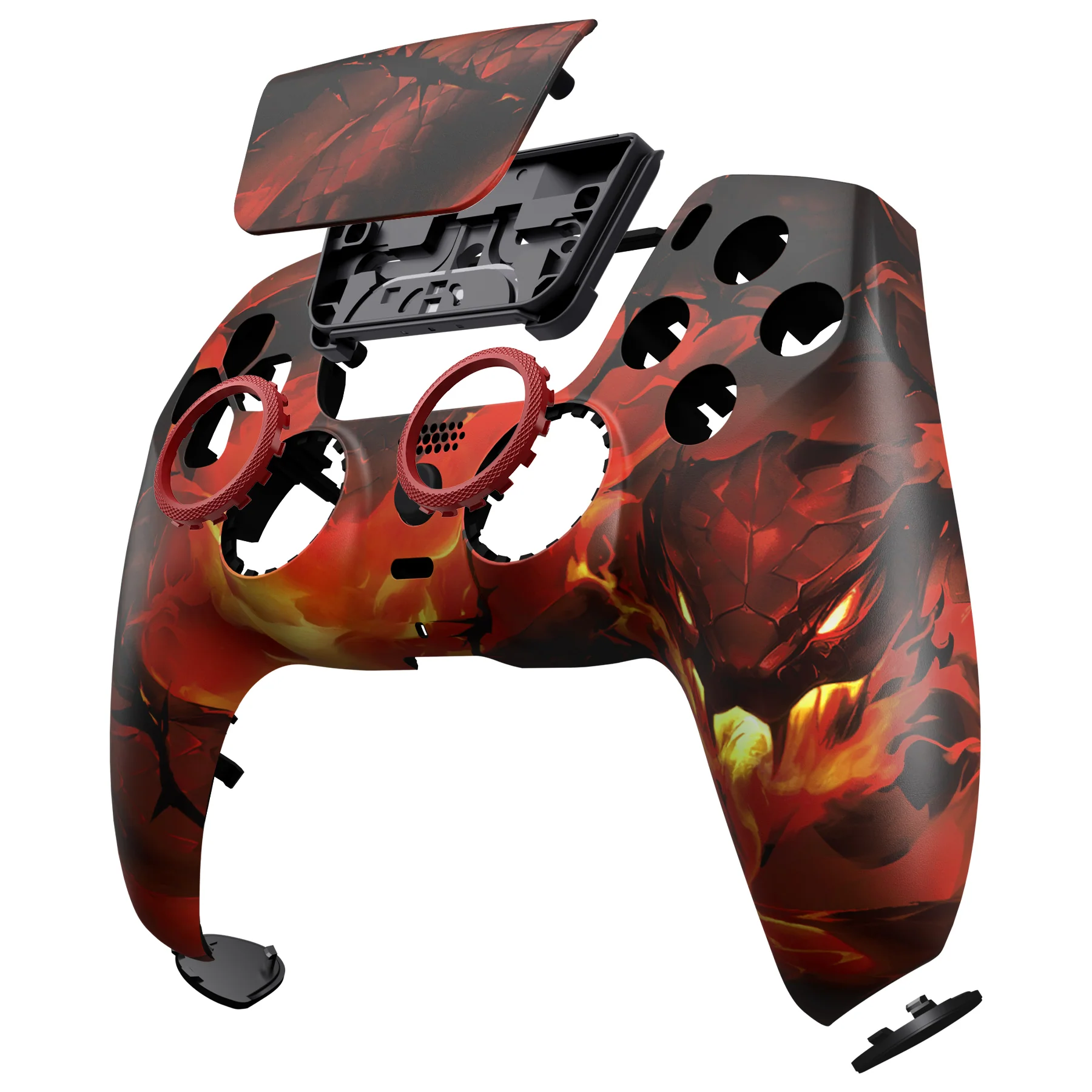 eXtremeRate LUNA Redesigned Replacement Front Shell with Touchpad Compatible with PS5 Controller BDM-010/020/030/040/050/060 - Purgatory Fire Serpent - Image 11