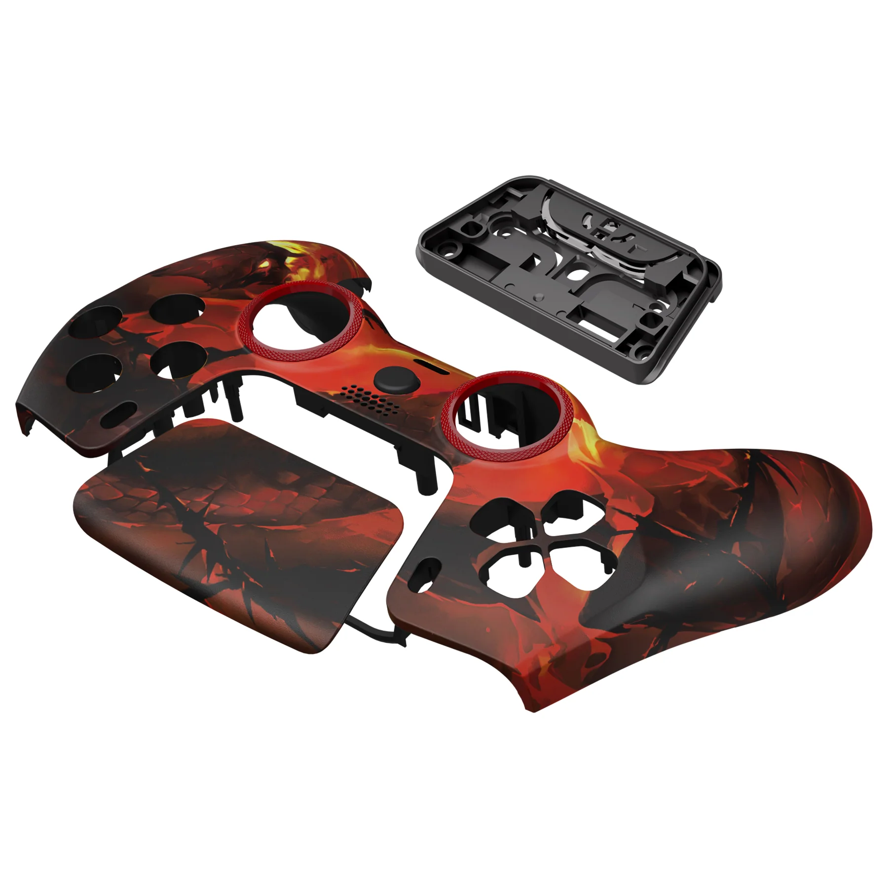 eXtremeRate LUNA Redesigned Replacement Front Shell with Touchpad Compatible with PS5 Controller BDM-010/020/030/040/050/060 - Purgatory Fire Serpent - Image 12