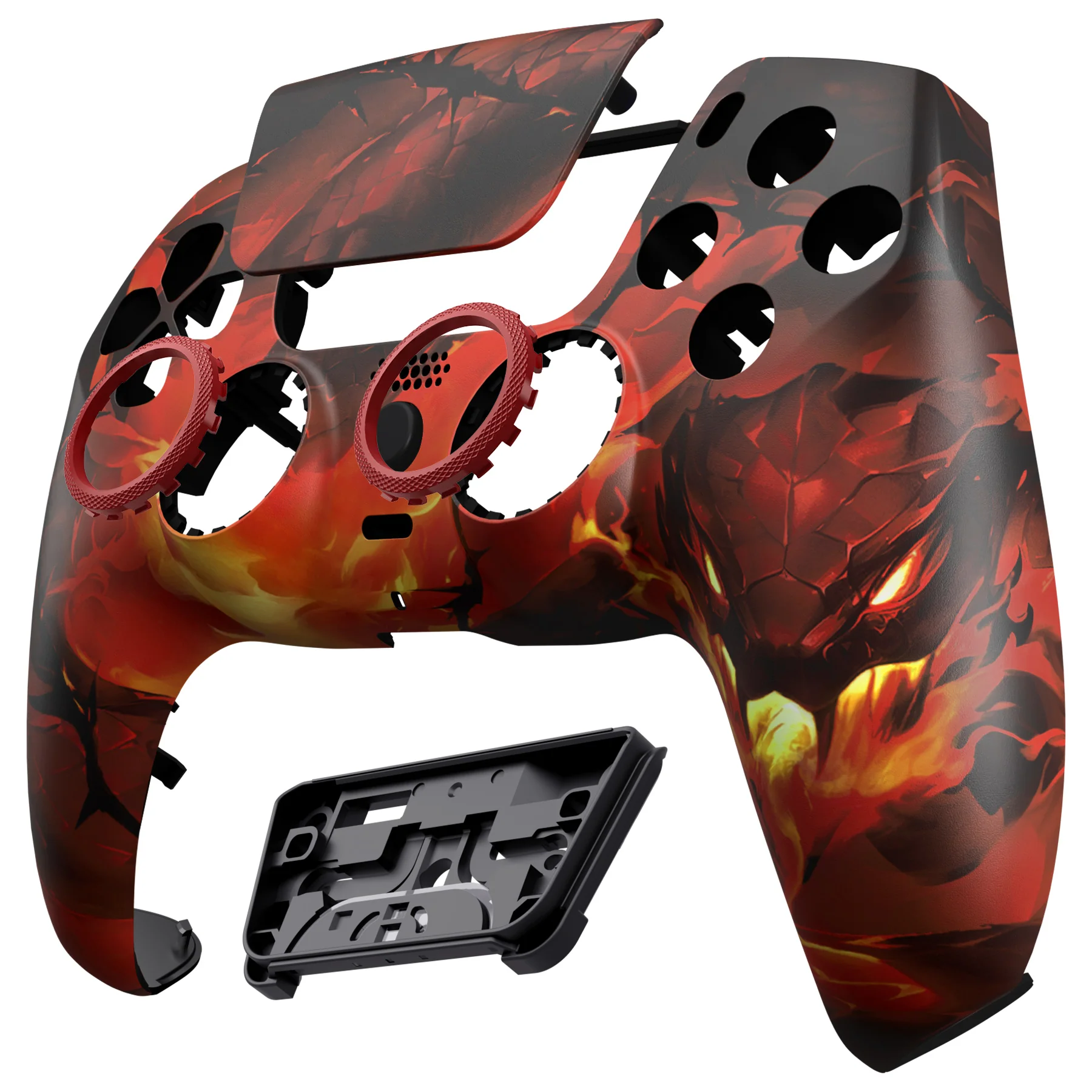 eXtremeRate LUNA Redesigned Replacement Front Shell with Touchpad Compatible with PS5 Controller BDM-010/020/030/040/050/060 - Purgatory Fire Serpent - Image 9