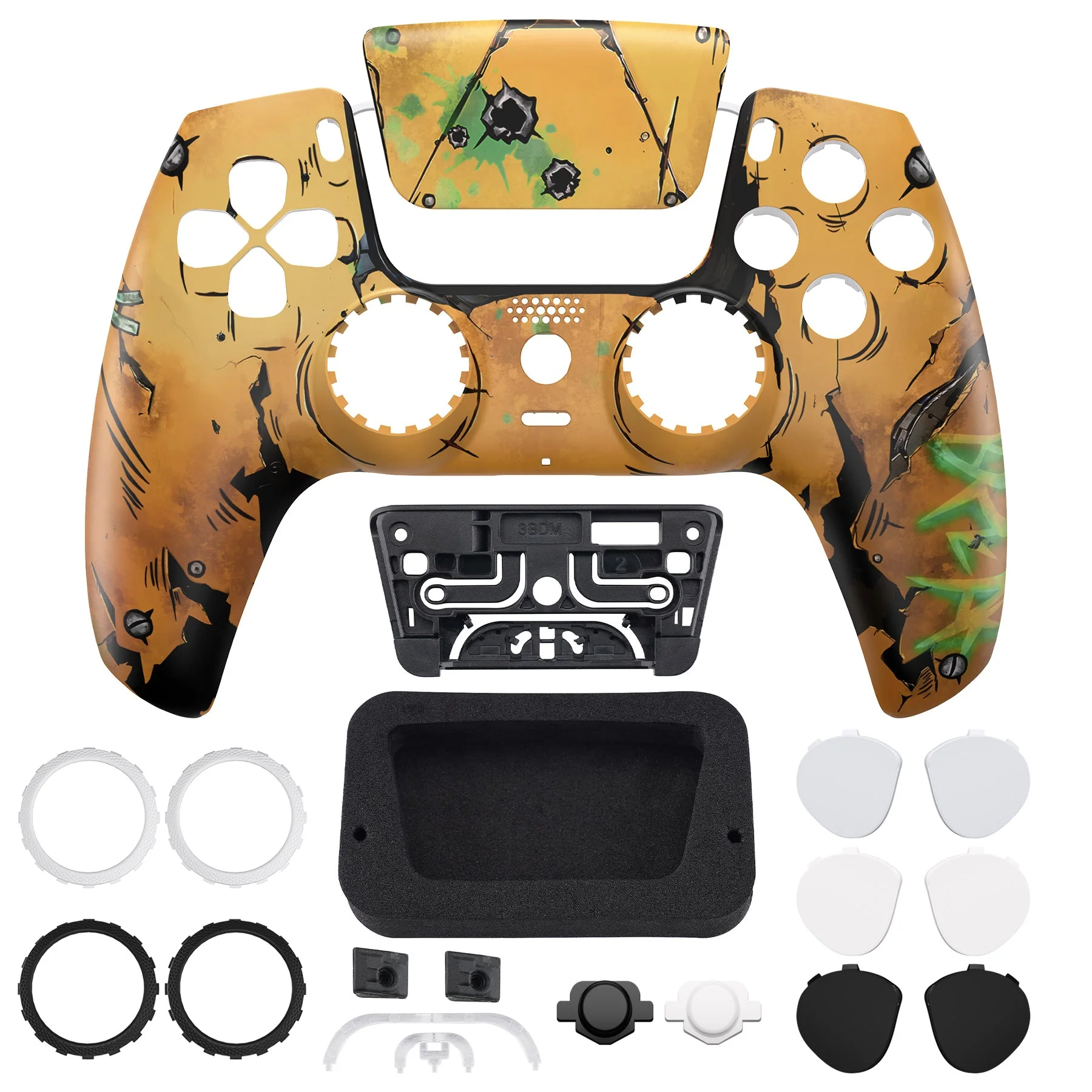 eXtremeRate LUNA Redesigned Replacement Front Shell with Touchpad Compatible with PS5 Controller BDM-010/020/030/040/050 - Waste Land - Image 4