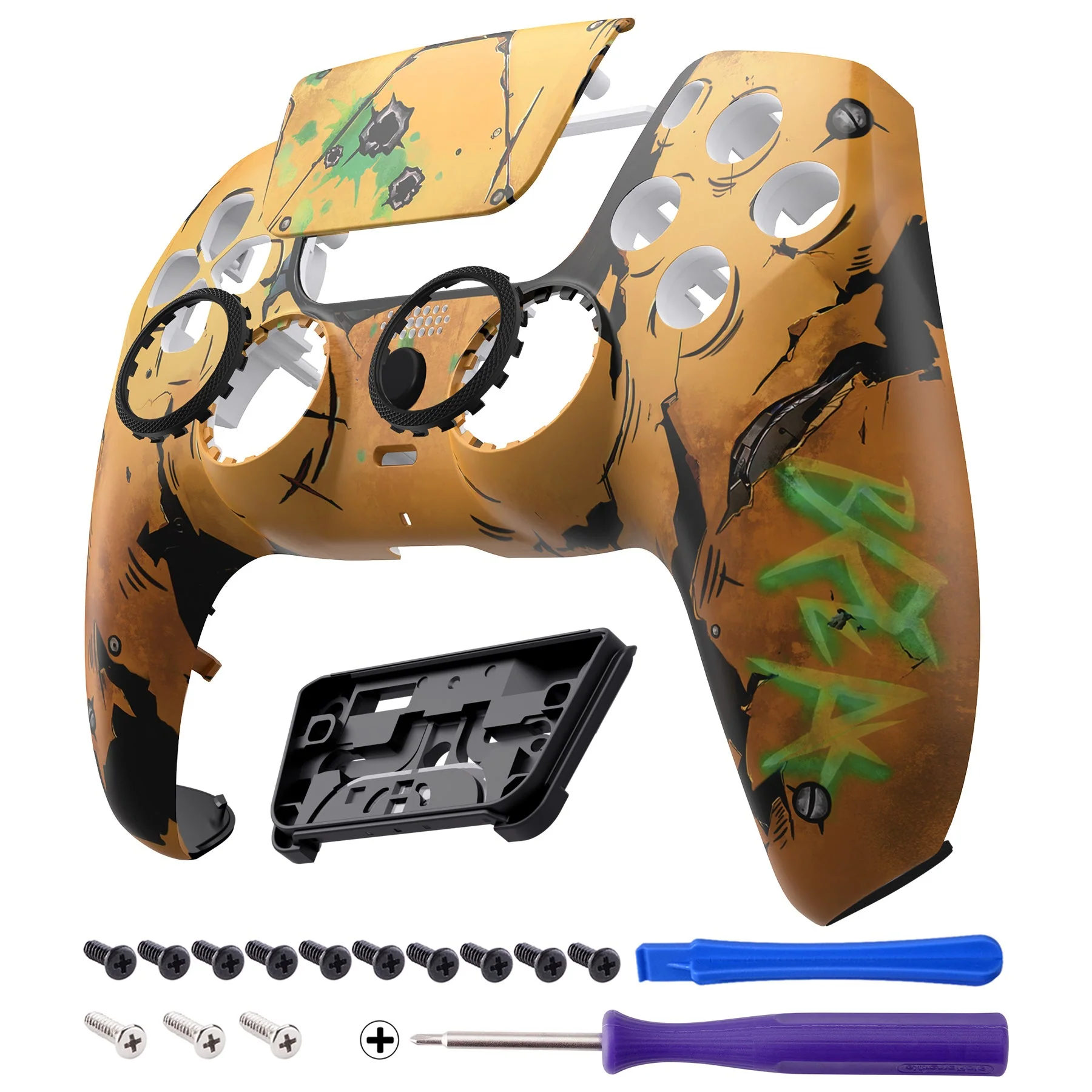 eXtremeRate LUNA Redesigned Replacement Front Shell with Touchpad Compatible with PS5 Controller BDM-010/020/030/040/050 - Waste Land - Image 8