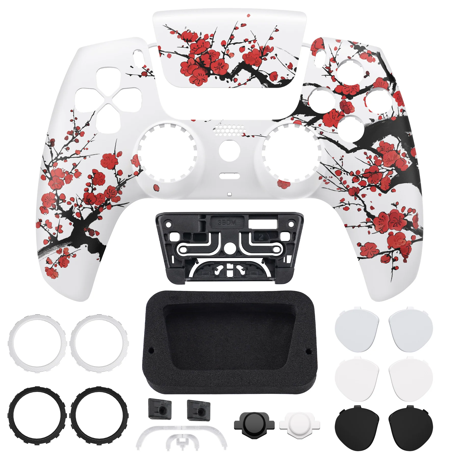 eXtremeRate LUNA Redesigned Replacement Front Shell with Touchpad Compatible with PS5 Controller BDM-010/020/030/040/050 - Winter Blossom - Image 4