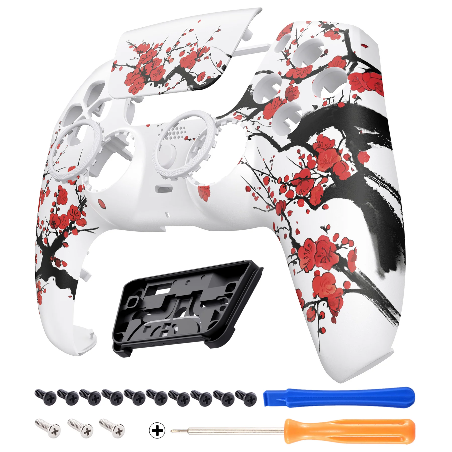 eXtremeRate LUNA Redesigned Replacement Front Shell with Touchpad Compatible with PS5 Controller BDM-010/020/030/040/050 - Winter Blossom - Image 8