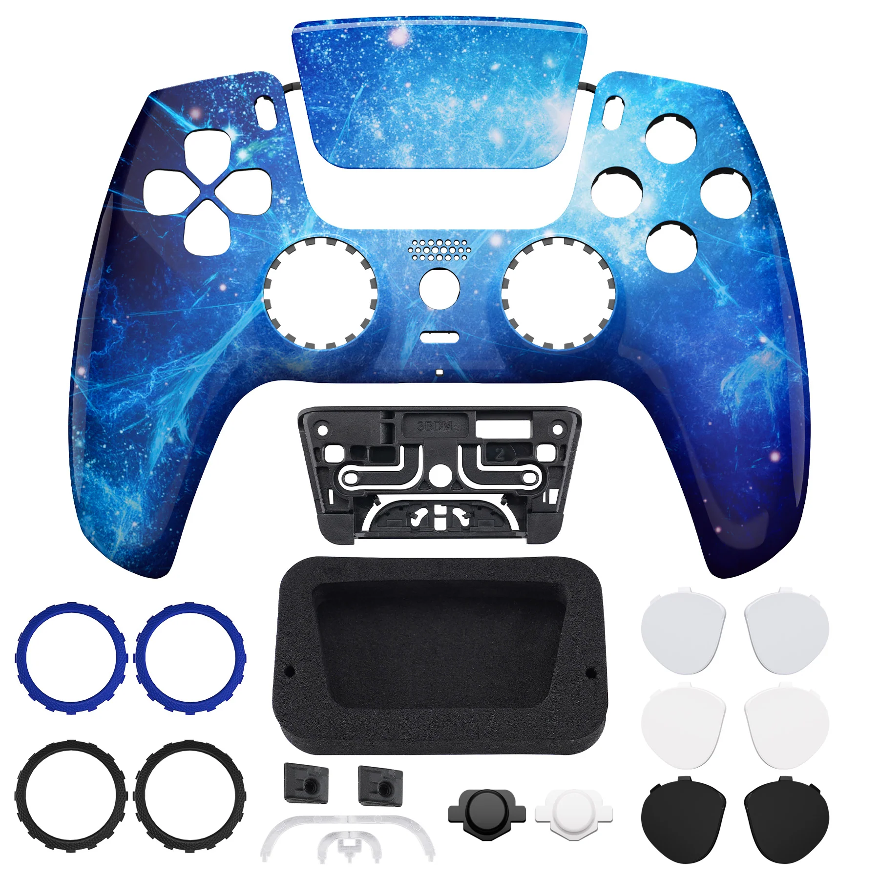 eXtremeRate LUNA Redesigned Replacement Front Shell with Touchpad Compatible with PS5 Controller BDM-010/020/030/040/050 - Blue Nebula - Image 4