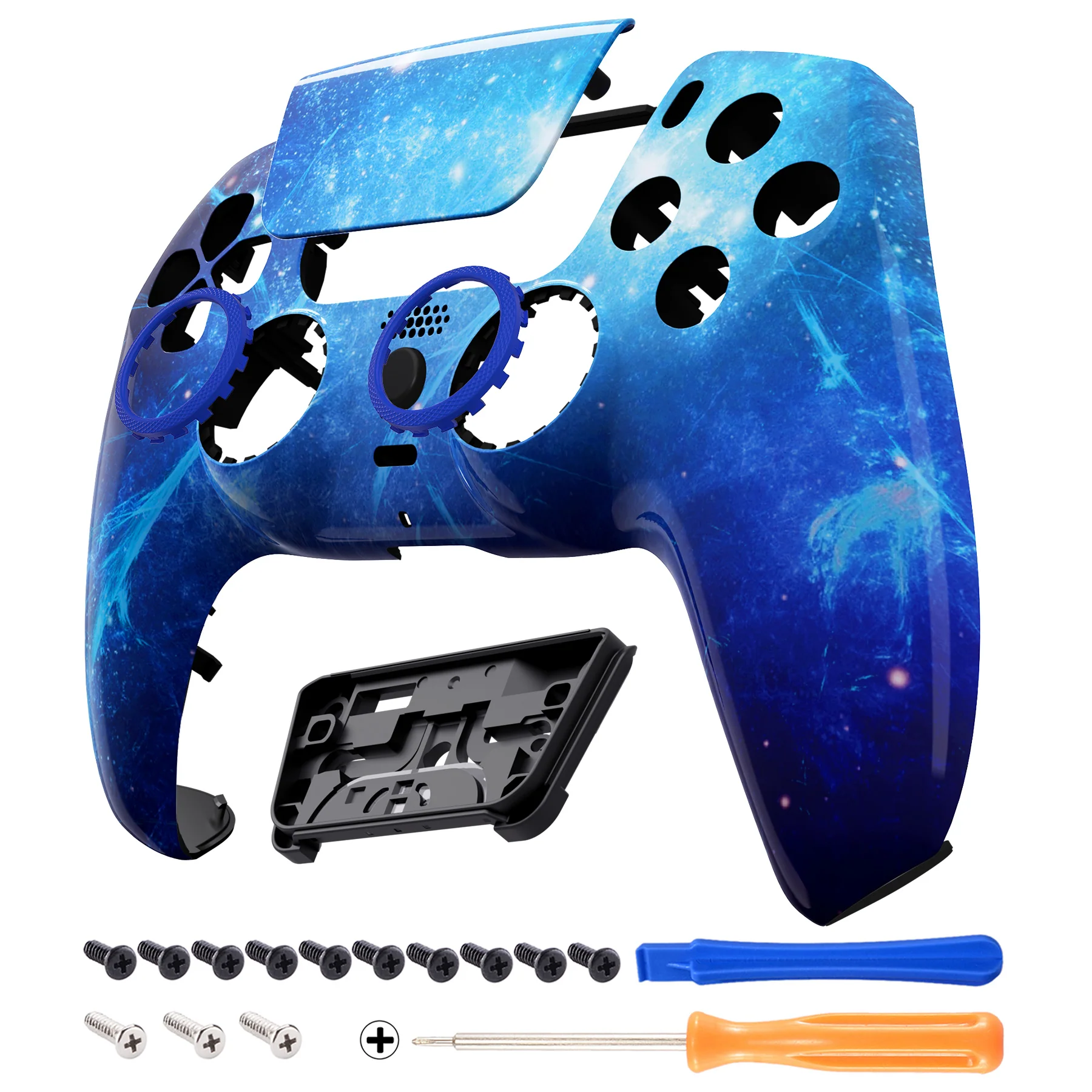 eXtremeRate LUNA Redesigned Replacement Front Shell with Touchpad Compatible with PS5 Controller BDM-010/020/030/040/050 - Blue Nebula - Image 8