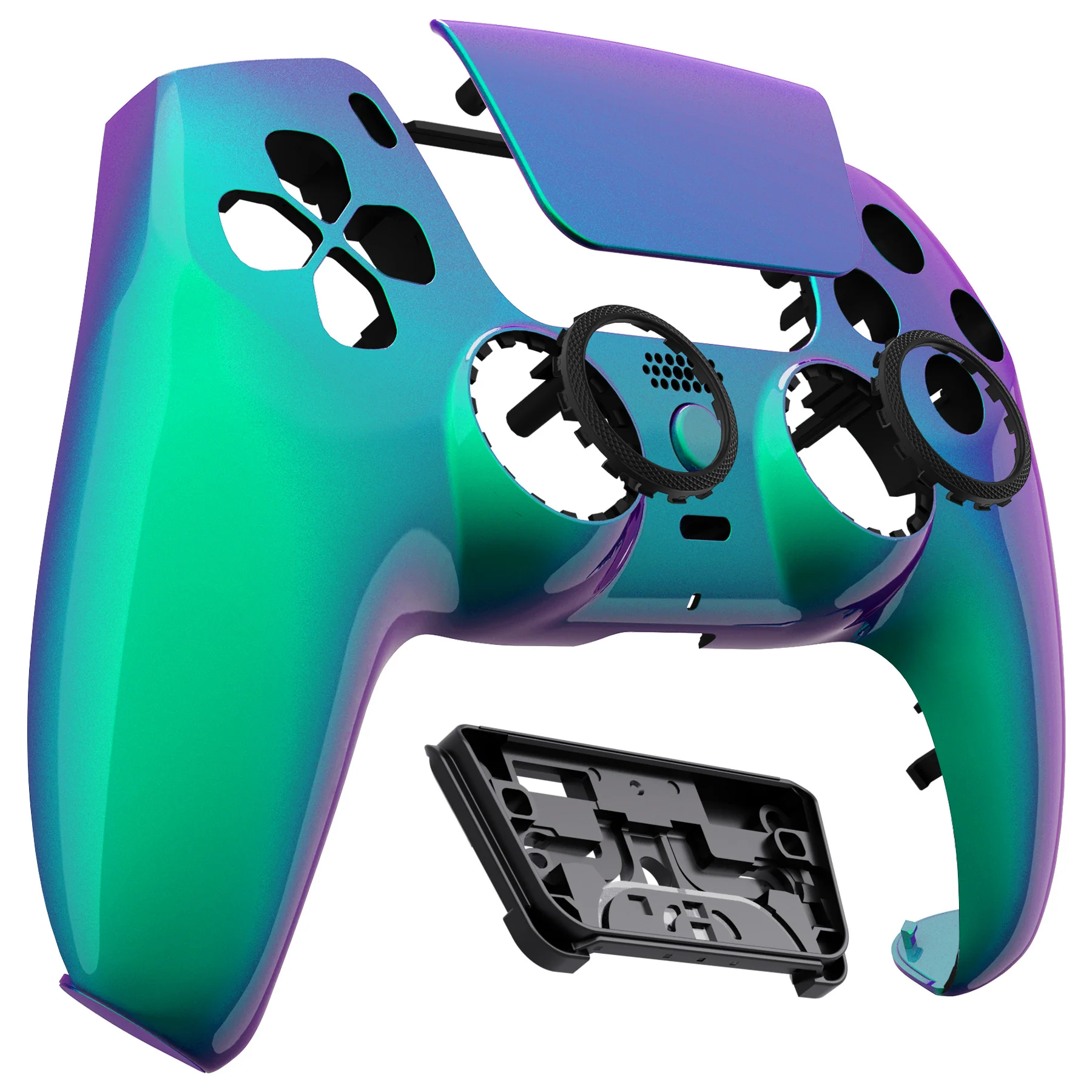 eXtremeRate LUNA Redesigned Replacement Front Shell with Touchpad Compatible with PS5 Controller BDM-010/020/030/040/050 - Chameleon Green Purple - Image 10