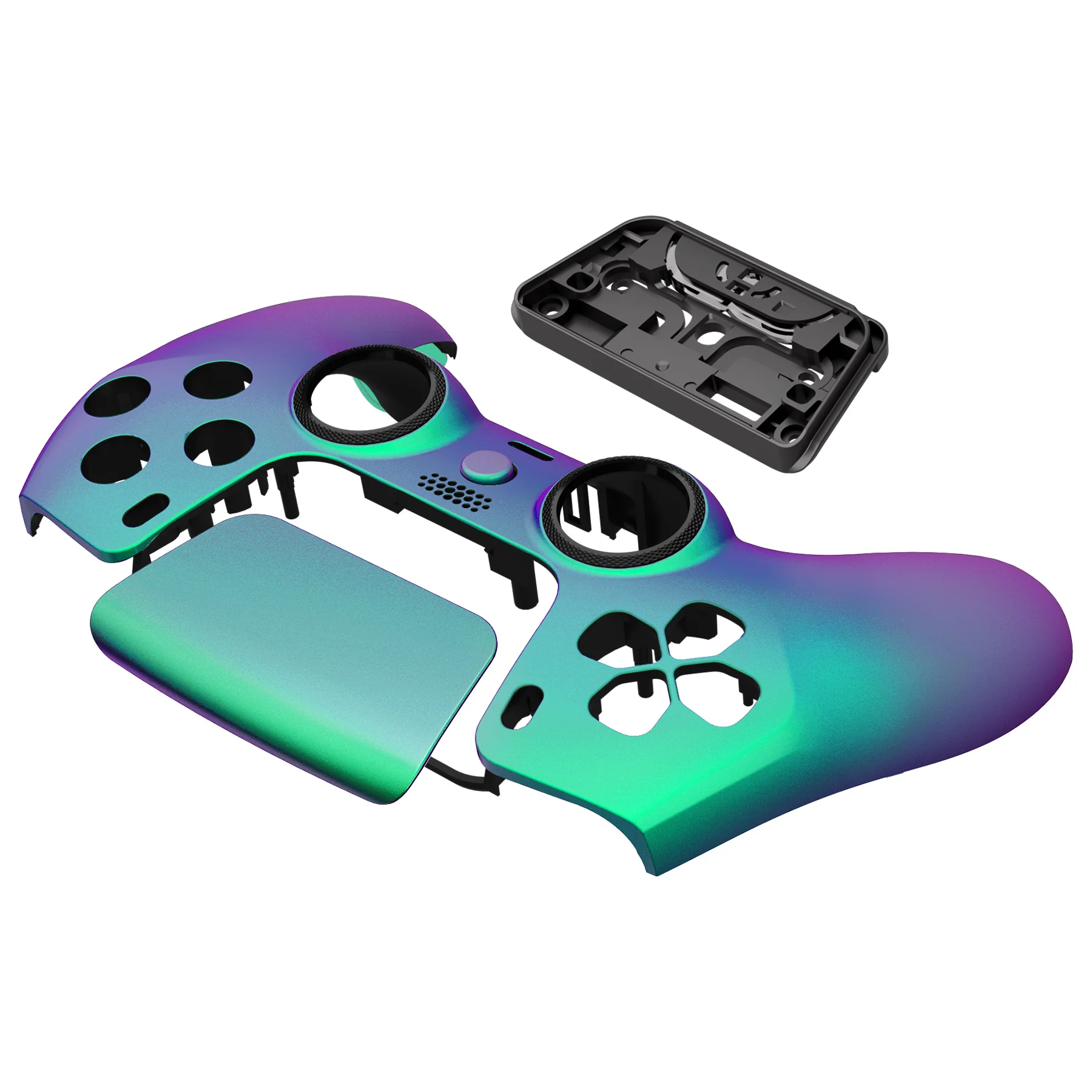 eXtremeRate LUNA Redesigned Replacement Front Shell with Touchpad Compatible with PS5 Controller BDM-010/020/030/040/050 - Chameleon Green Purple - Image 11