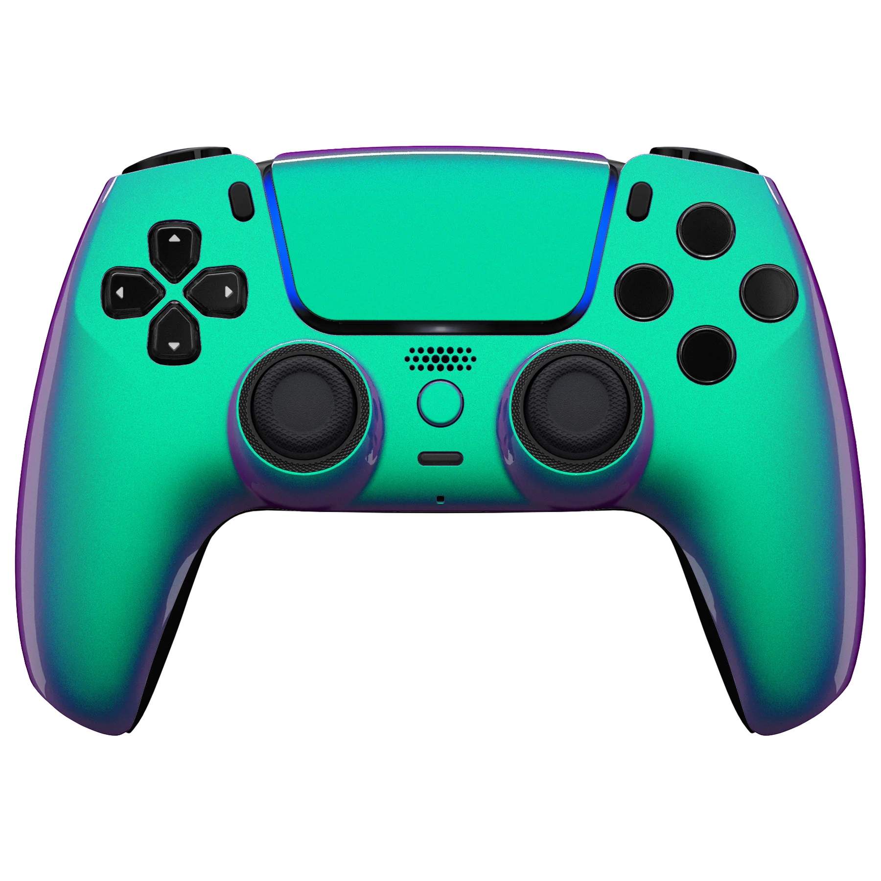 eXtremeRate LUNA Redesigned Replacement Front Shell with Touchpad Compatible with PS5 Controller BDM-010/020/030/040/050 - Chameleon Green Purple - Image 2