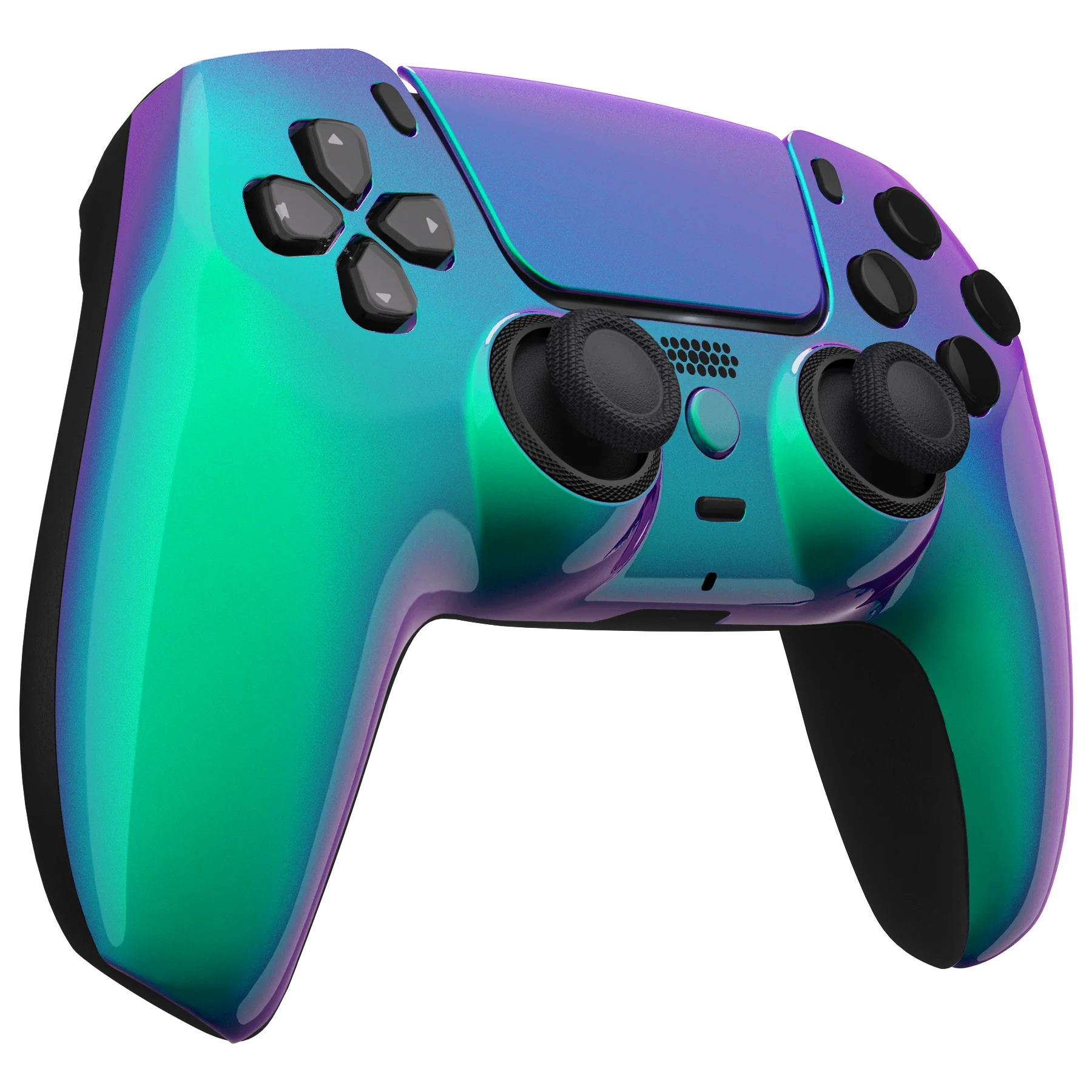 eXtremeRate LUNA Redesigned Replacement Front Shell with Touchpad Compatible with PS5 Controller BDM-010/020/030/040/050 - Chameleon Green Purple - Image 6