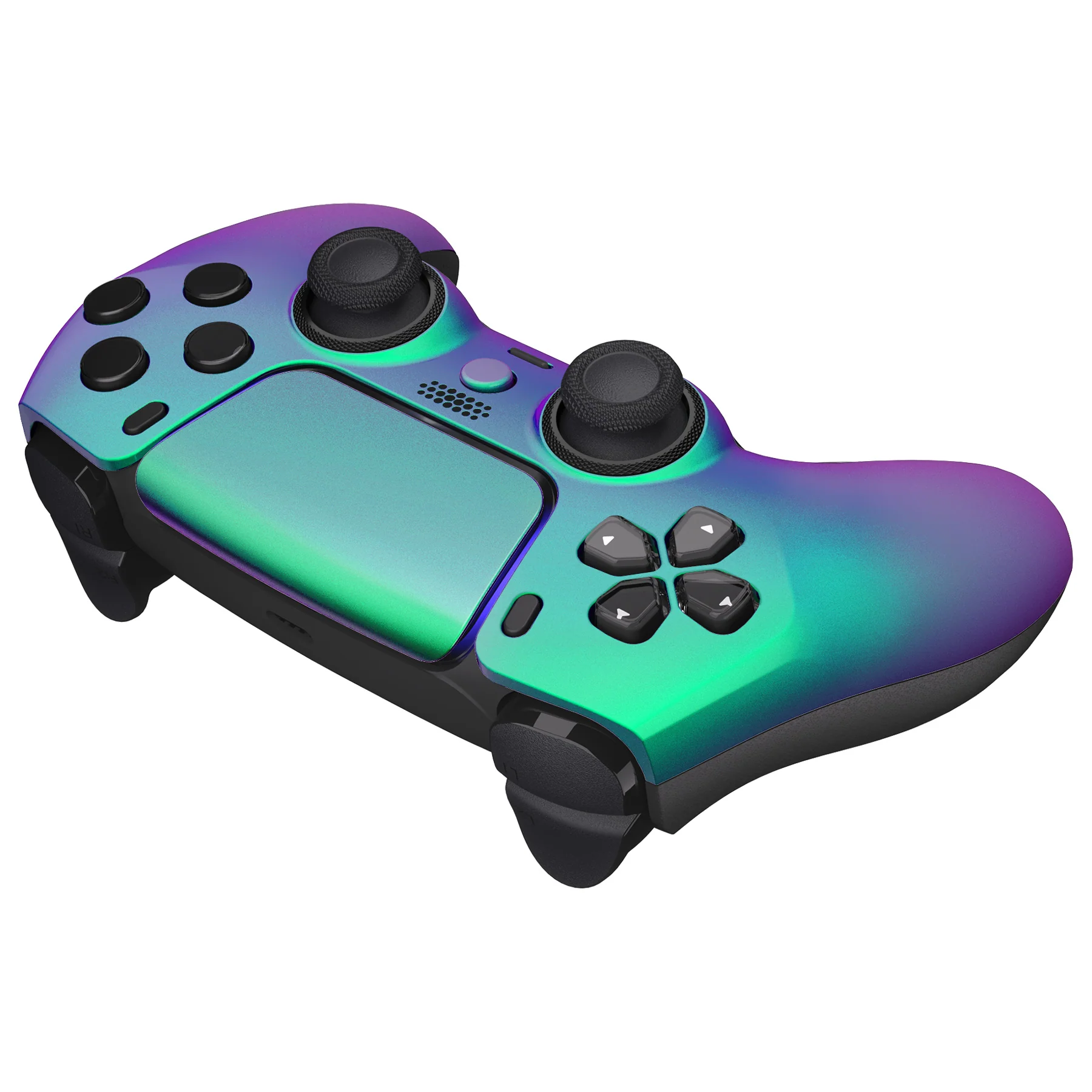 eXtremeRate LUNA Redesigned Replacement Front Shell with Touchpad Compatible with PS5 Controller BDM-010/020/030/040/050 - Chameleon Green Purple - Image 7