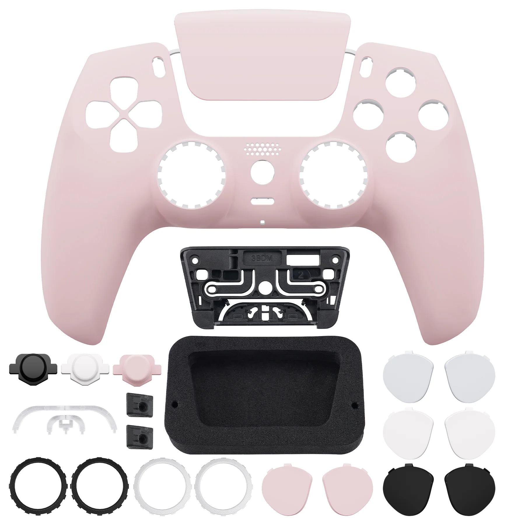 eXtremeRate LUNA Redesigned Replacement Front Shell with Touchpad Compatible with PS5 Controller BDM-010/020/030/040/050 - Cherry Blossoms Pink - Image 4