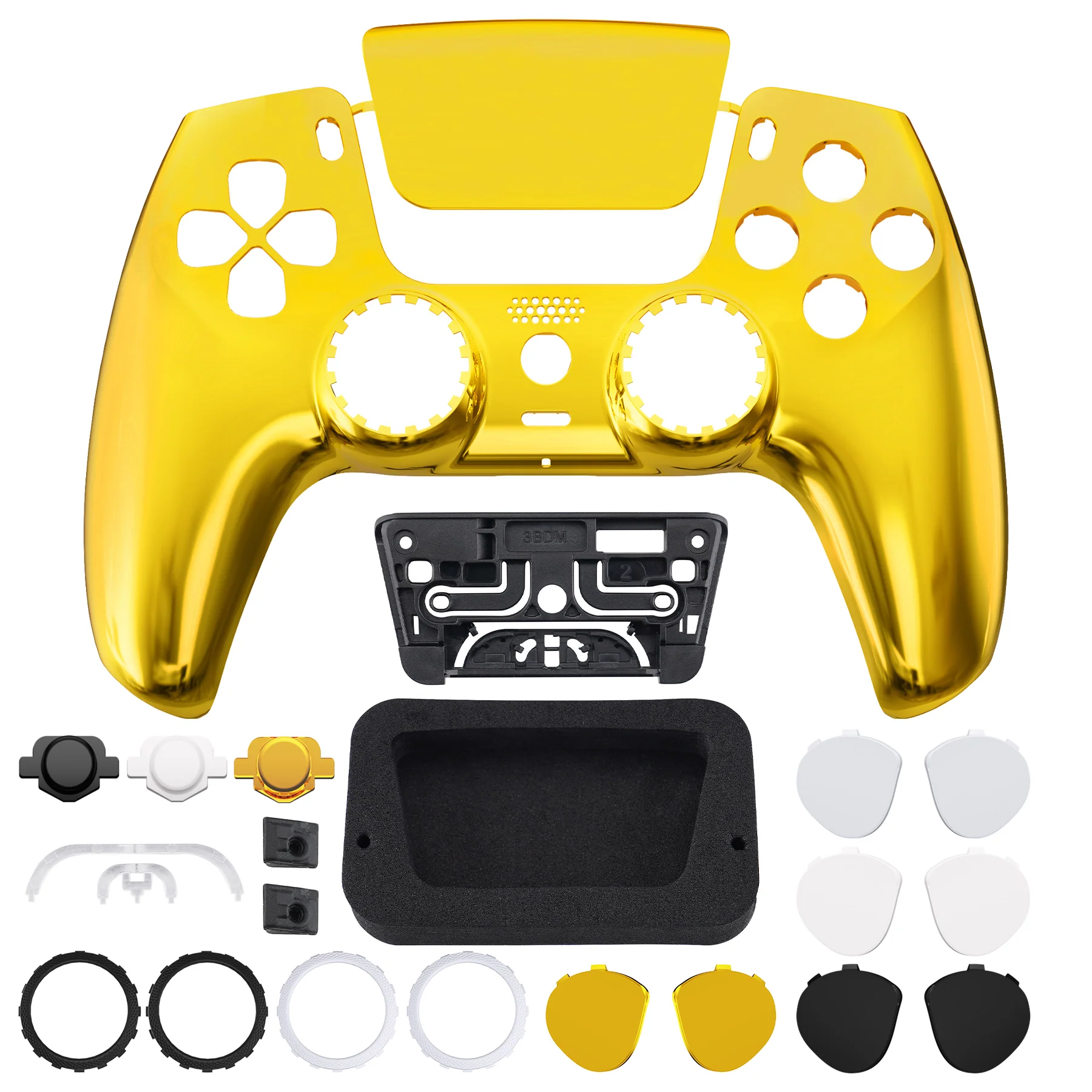 eXtremeRate LUNA Redesigned Replacement Front Shell with Touchpad Compatible with PS5 Controller BDM-010/020/030/040/050/060 - Chrome Gold - Image 4