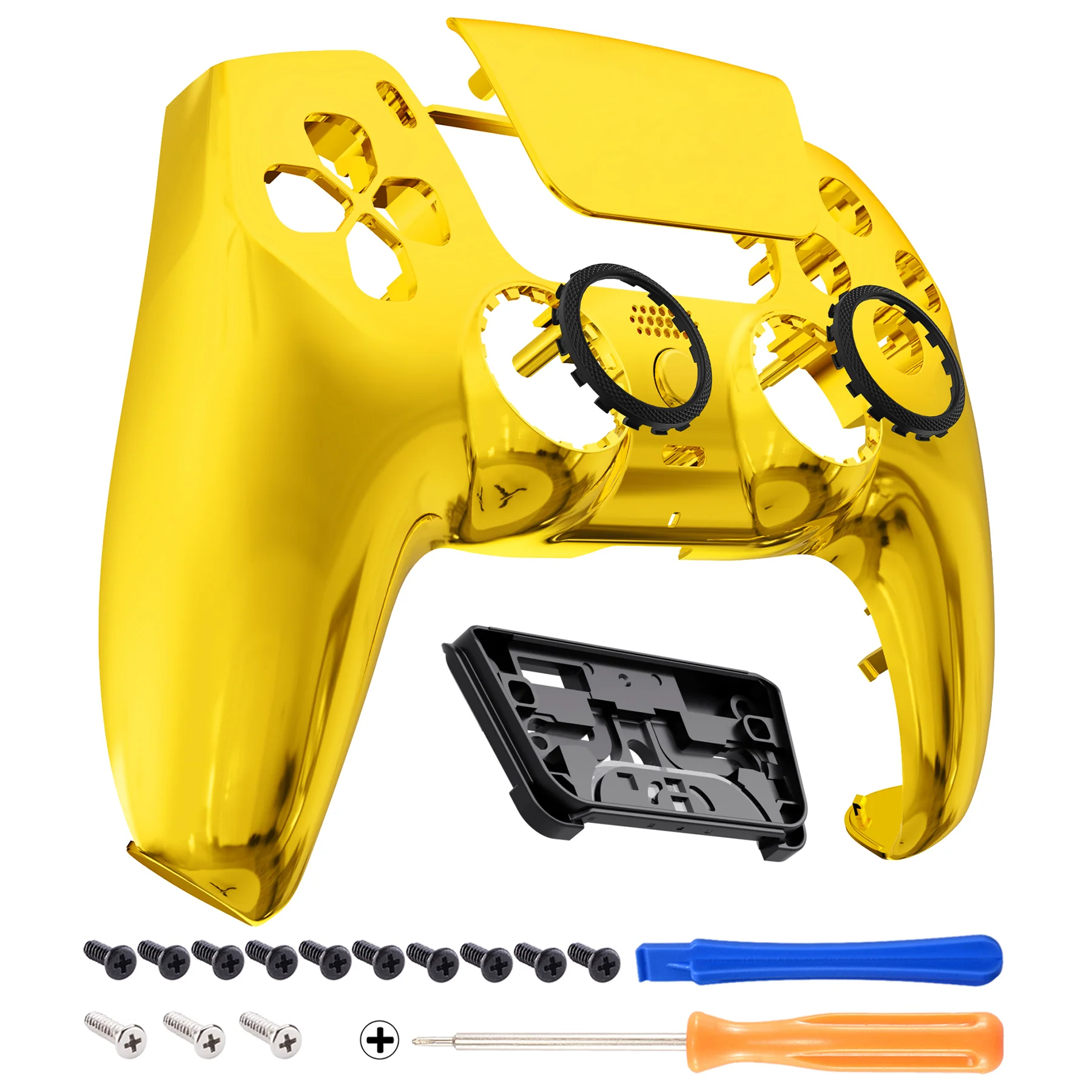 eXtremeRate LUNA Redesigned Replacement Front Shell with Touchpad Compatible with PS5 Controller BDM-010/020/030/040/050/060 - Chrome Gold - Image 8