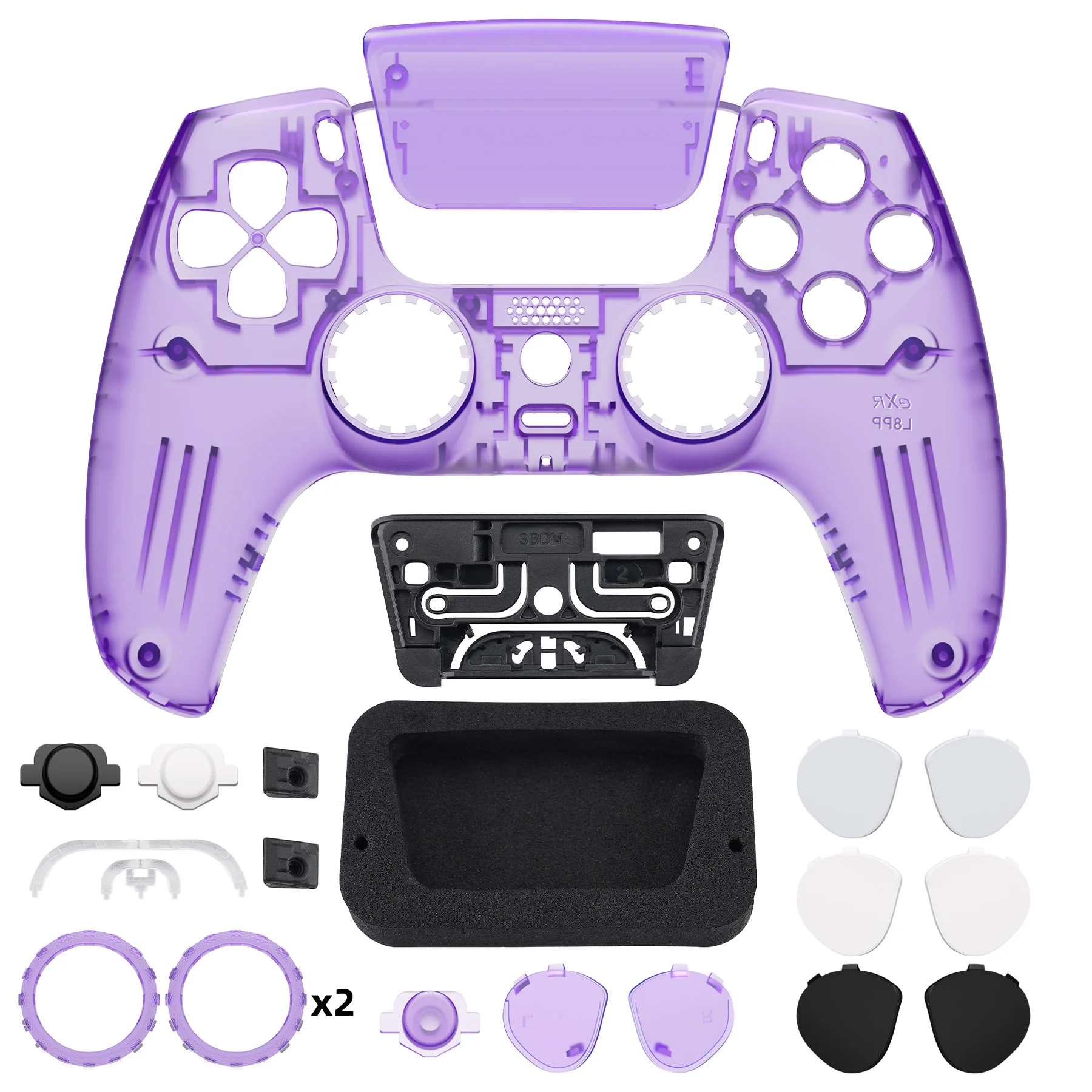eXtremeRate LUNA Redesigned Replacement Front Shell with Touchpad Compatible with PS5 Controller BDM-010/020/030/040/050 - Clear Atomic Purple - Image 4