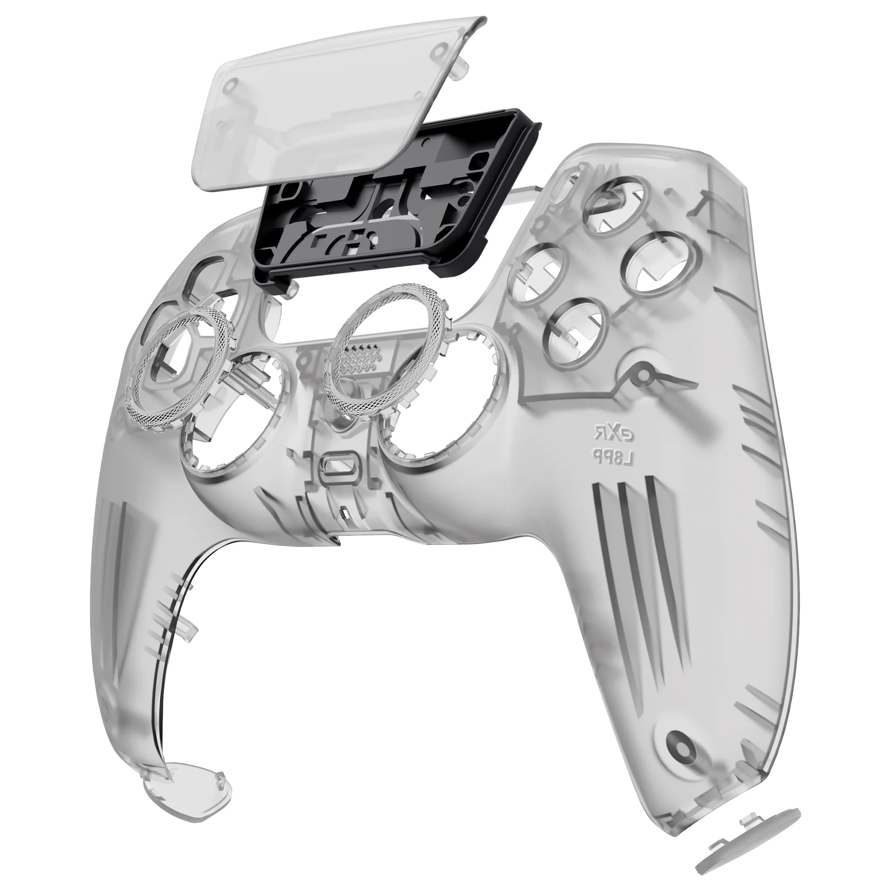 eXtremeRate LUNA Redesigned Replacement Front Shell with Touchpad Compatible with PS5 Controller BDM-010/020/030/040/050- Clear Black - Image 11