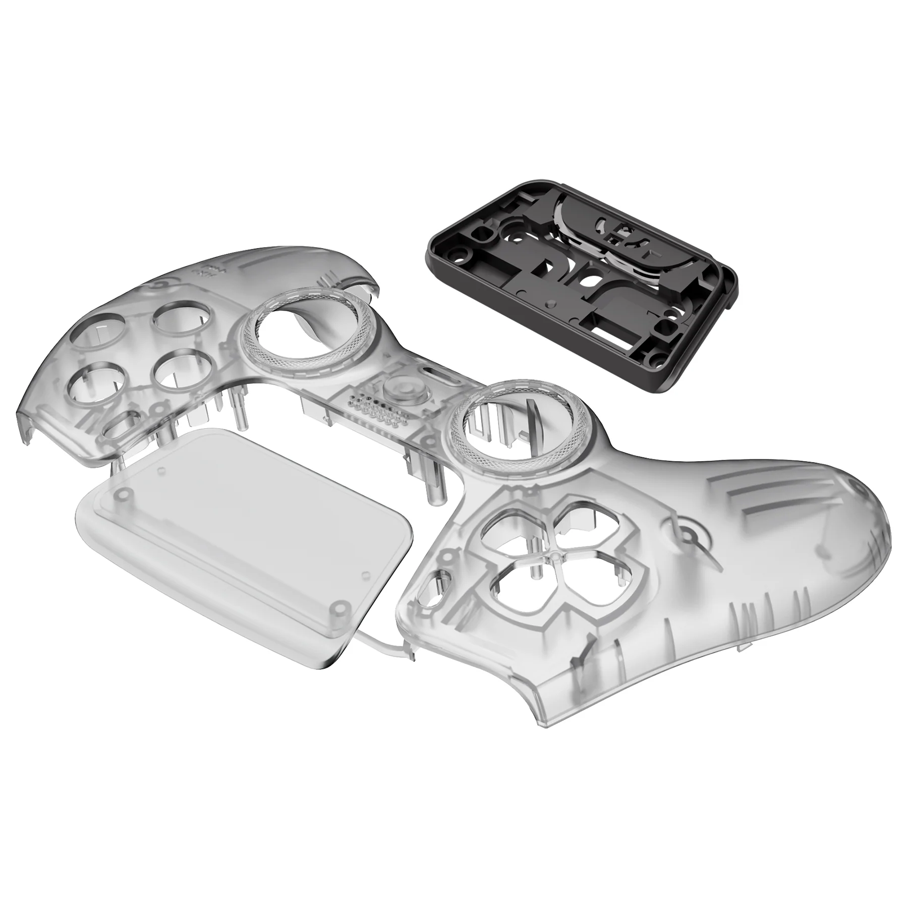 eXtremeRate LUNA Redesigned Replacement Front Shell with Touchpad Compatible with PS5 Controller BDM-010/020/030/040/050- Clear Black - Image 12