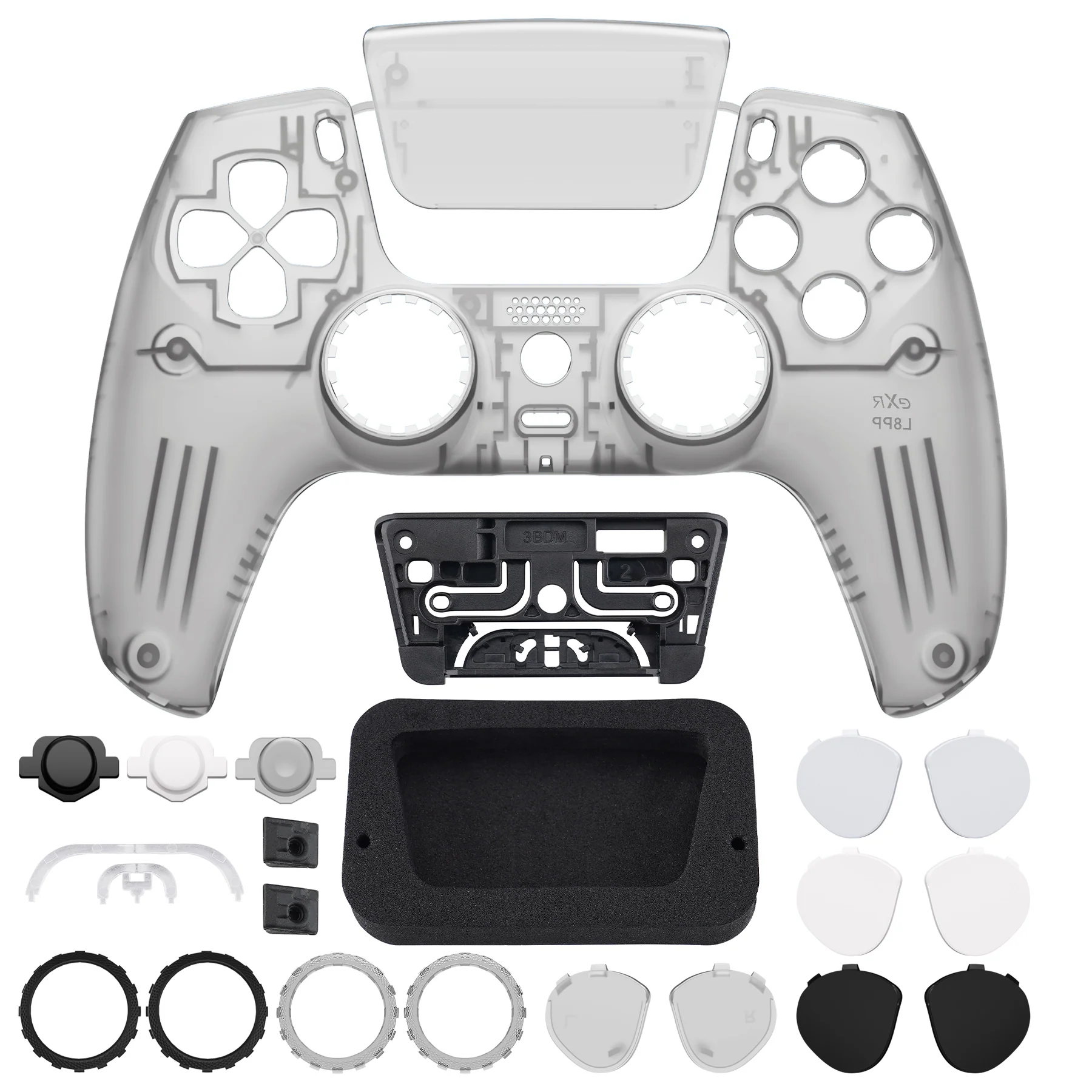 eXtremeRate LUNA Redesigned Replacement Front Shell with Touchpad Compatible with PS5 Controller BDM-010/020/030/040/050- Clear Black - Image 4