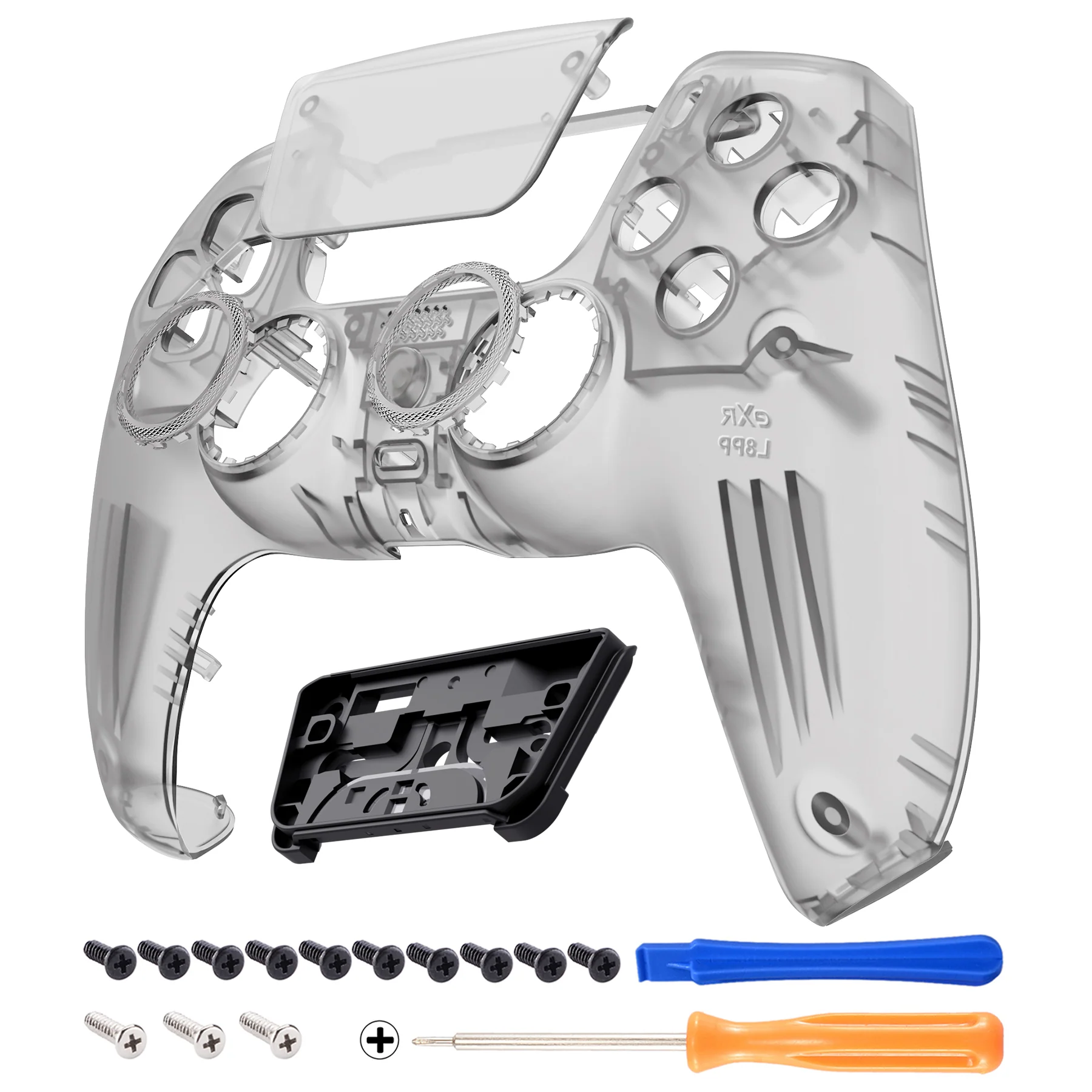 eXtremeRate LUNA Redesigned Replacement Front Shell with Touchpad Compatible with PS5 Controller BDM-010/020/030/040/050- Clear Black - Image 8