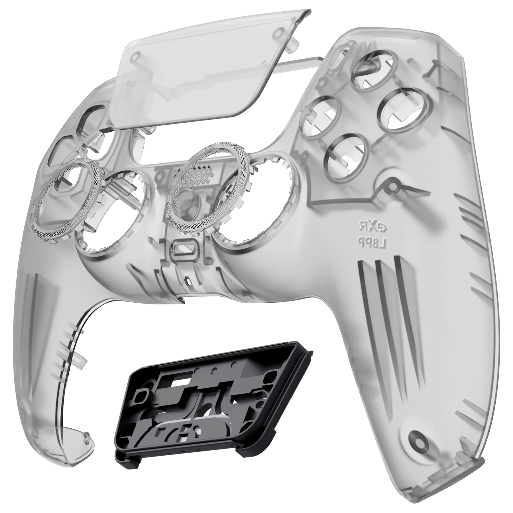 eXtremeRate LUNA Redesigned Replacement Front Shell with Touchpad Compatible with PS5 Controller BDM-010/020/030/040/050- Clear Black - Image 9