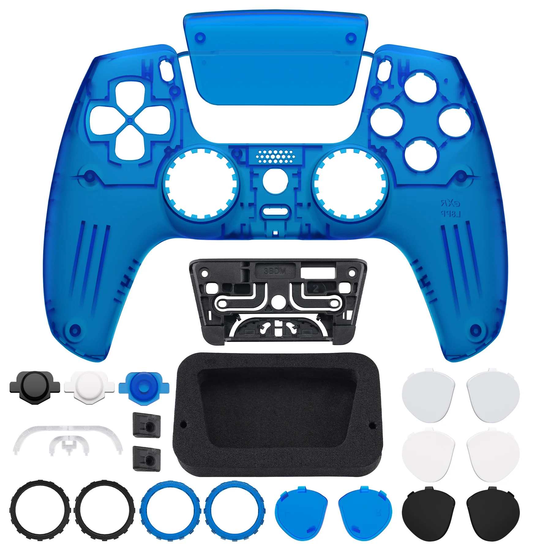 eXtremeRate LUNA Redesigned Replacement Front Shell with Touchpad Compatible with PS5 Controller BDM-010/020/030/040/050- Clear Blue - Image 4