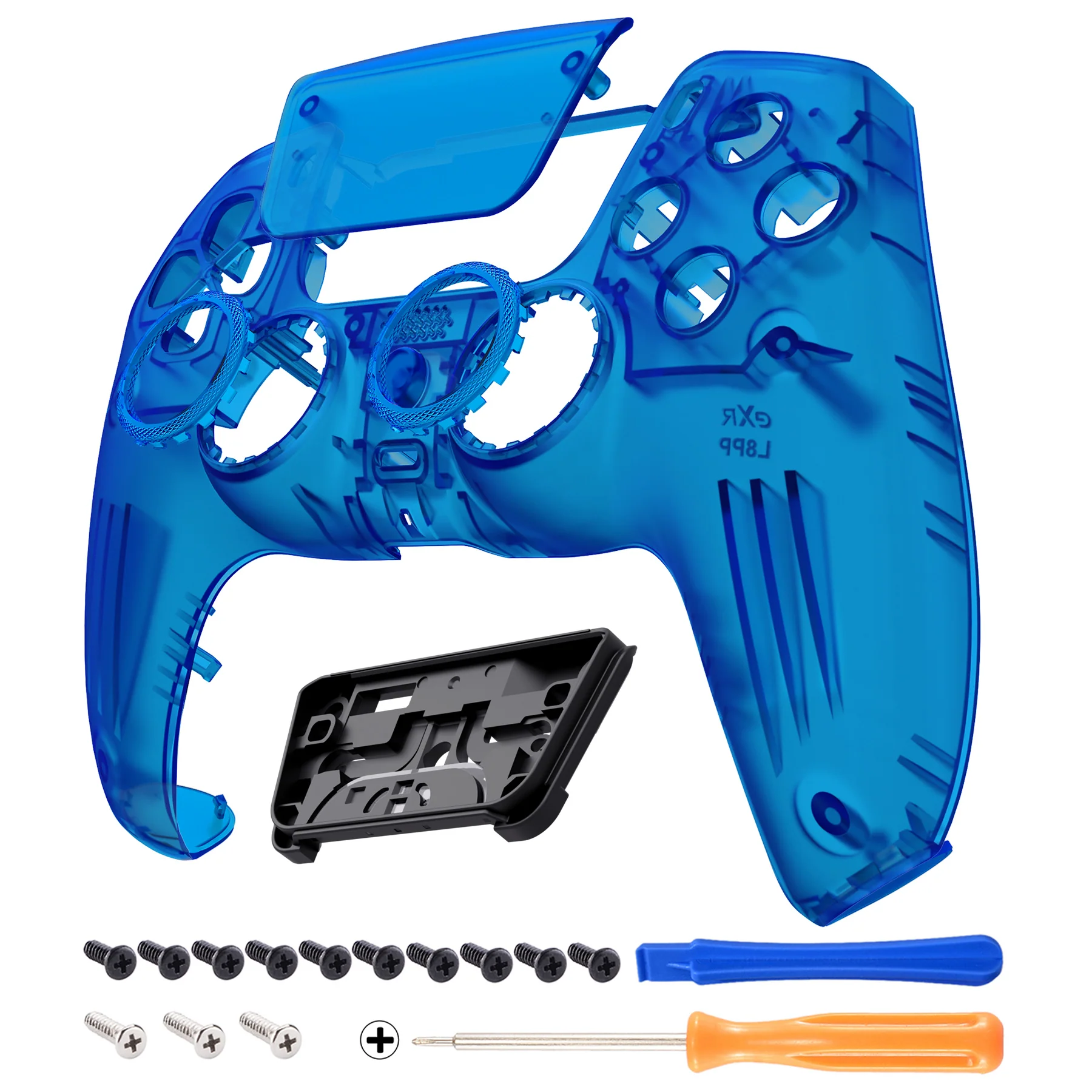 eXtremeRate LUNA Redesigned Replacement Front Shell with Touchpad Compatible with PS5 Controller BDM-010/020/030/040/050- Clear Blue - Image 8