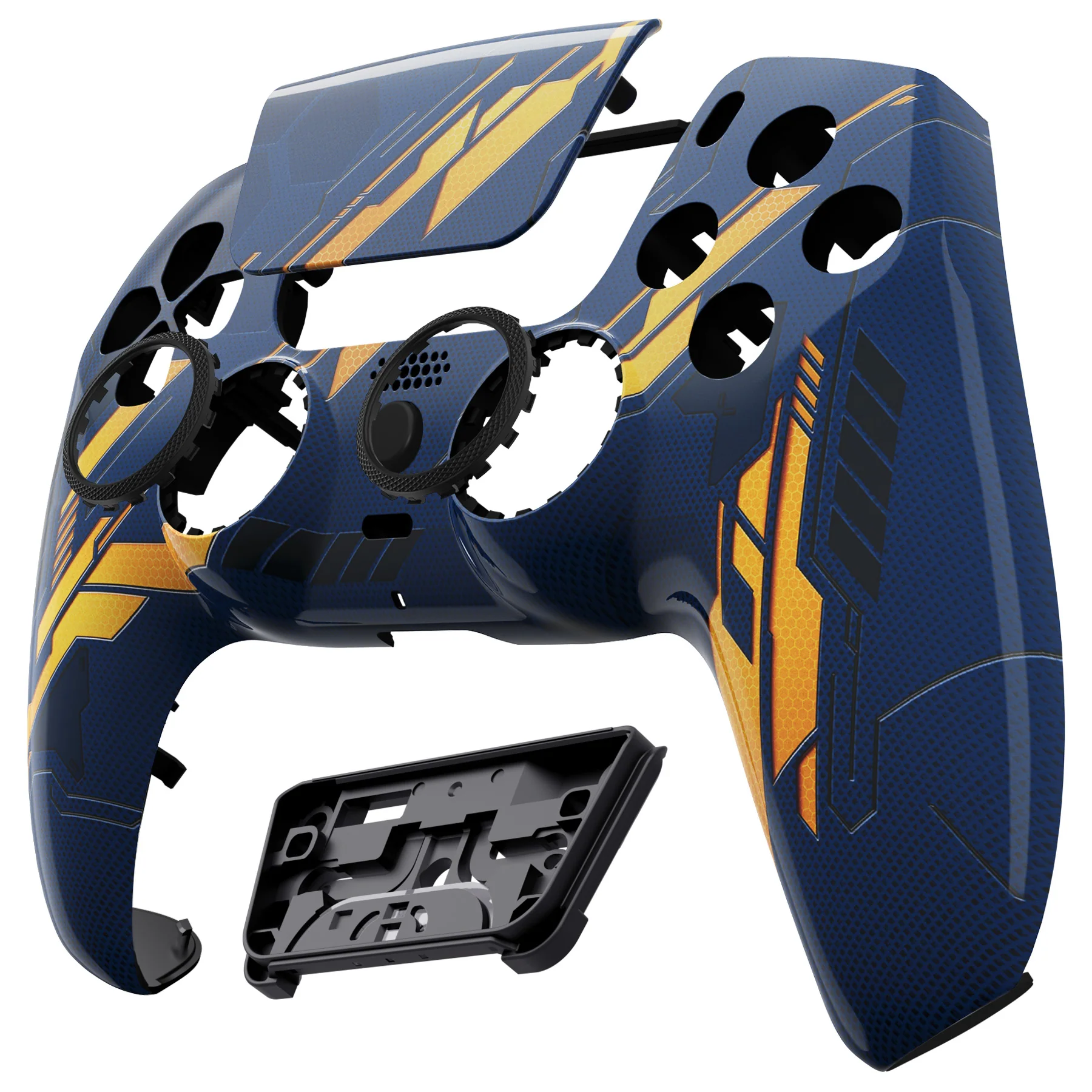 eXtremeRate LUNA Redesigned Replacement Front Shell with Touchpad Compatible with PS5 Controller BDM-010/020/030/040/050 - Glow in Dark Mecha - Orange - Image 11