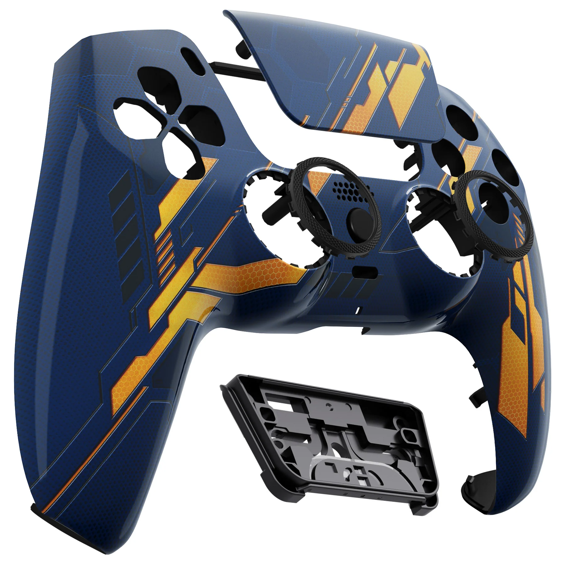 eXtremeRate LUNA Redesigned Replacement Front Shell with Touchpad Compatible with PS5 Controller BDM-010/020/030/040/050 - Glow in Dark Mecha - Orange - Image 12